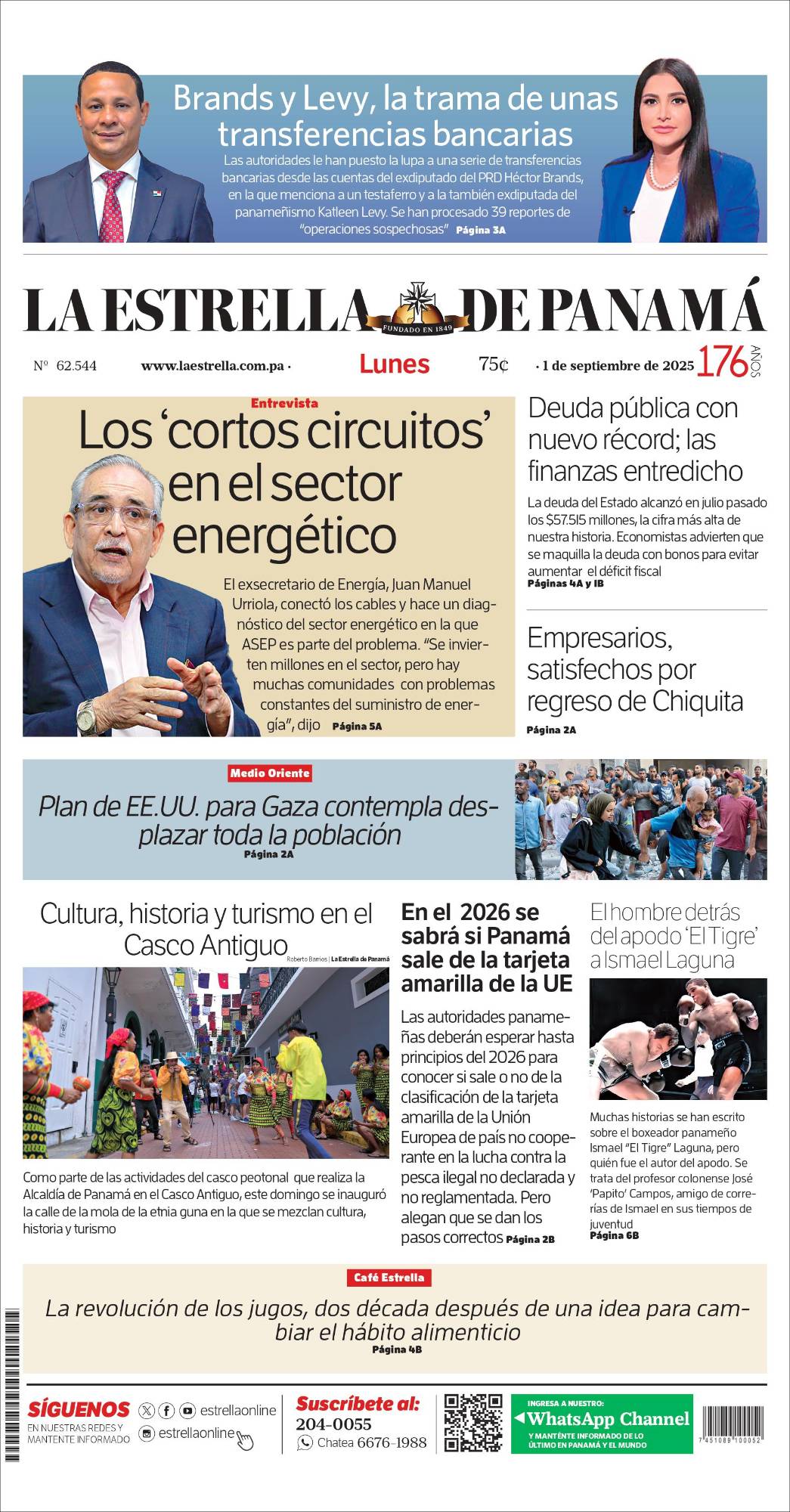 Portada del impreso del 1 de septiembre de 2025