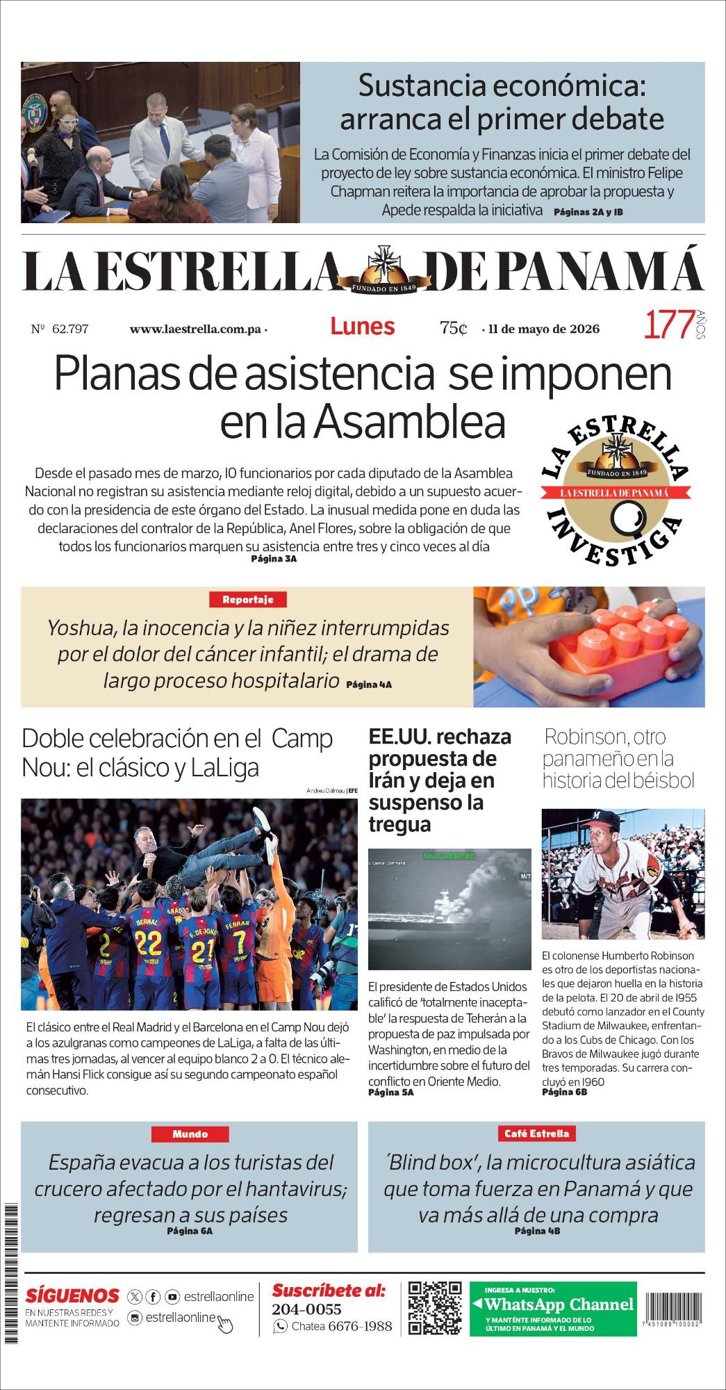 Portada del impreso del 11 de mayo de 2026