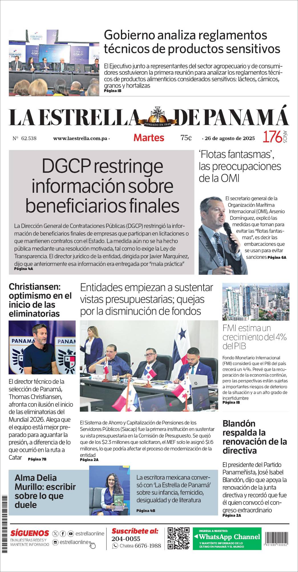 Portada del impreso del 26 de agosto de 2025