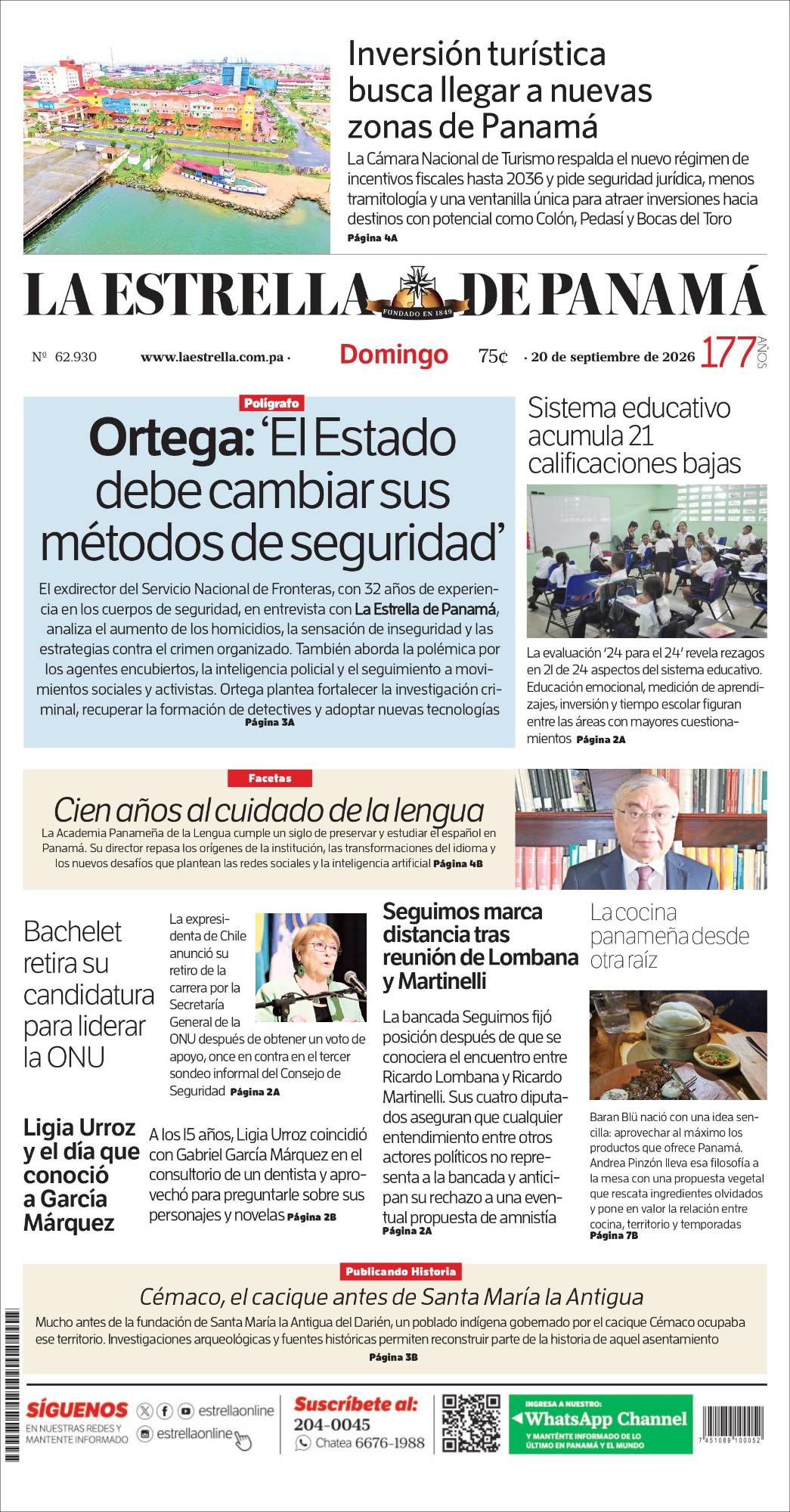 Portada del impreso del 20 de septiembre de 2026