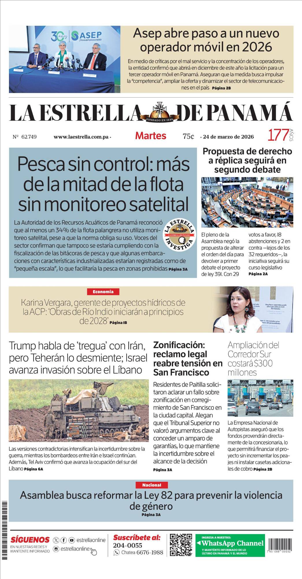 Portada del impreso del 24 de marzo de 2026