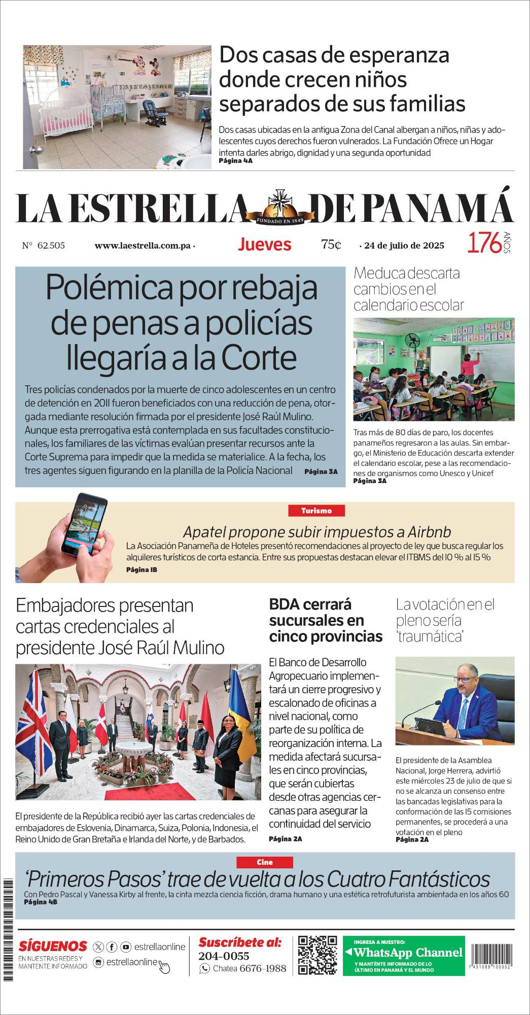 Portada del impreso del 24 de julio de 2025