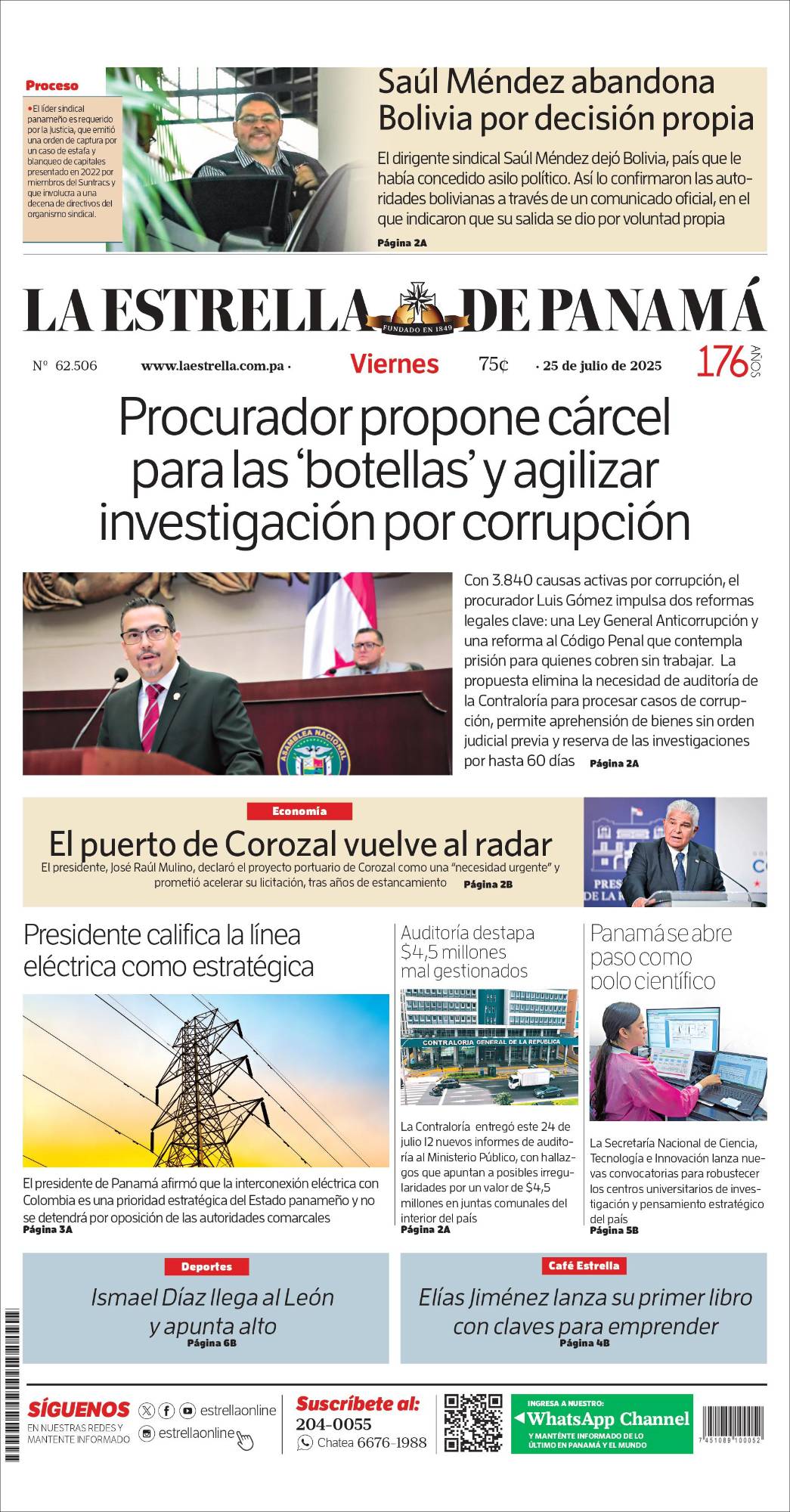 Portada del impreso del 25 de julio de 2025