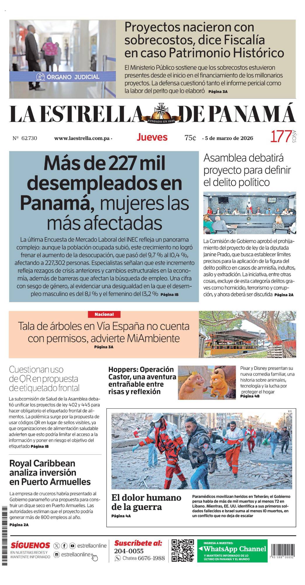 Portada del impreso del 5 de marzo de 2026