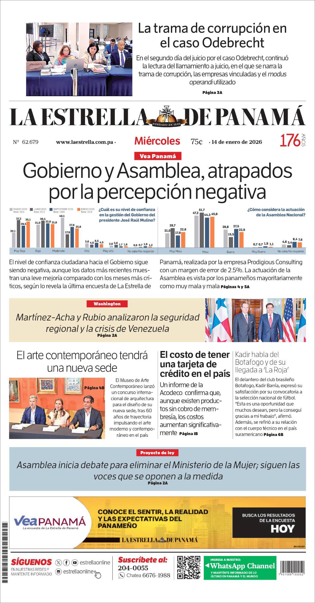 Portada del impreso del 14 de enero de 2026