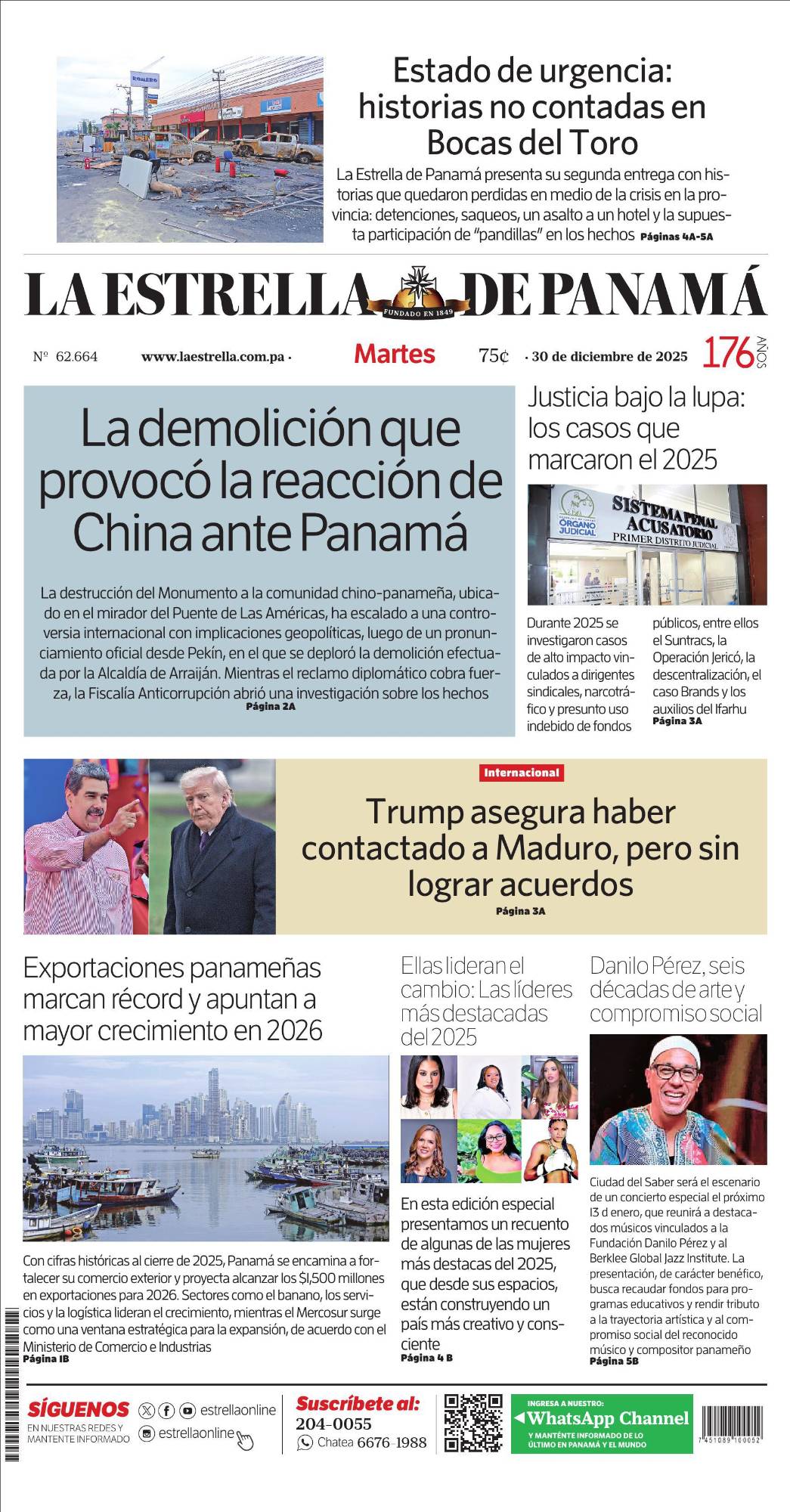 Portada del impreso del 30 de diciembre de 2025