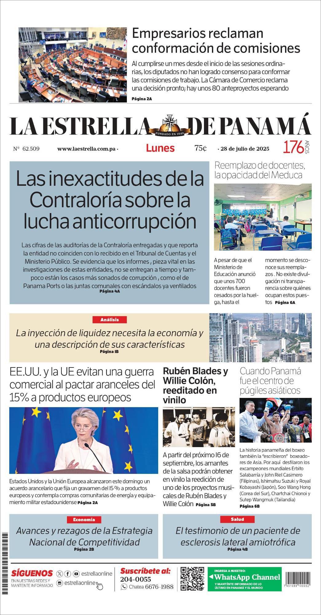 Portada del impreso del 28 de julio de 2025