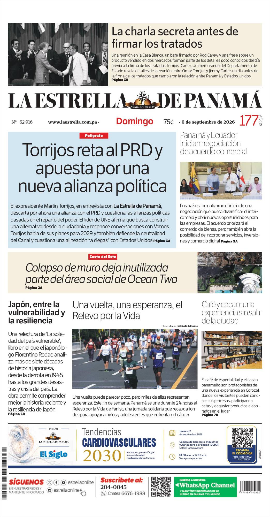 Portada del impreso del 6 de septiembre de 2026