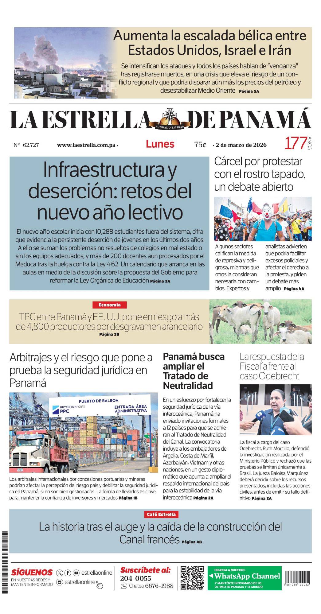 Portada del impreso del 2 de marzo de 2026