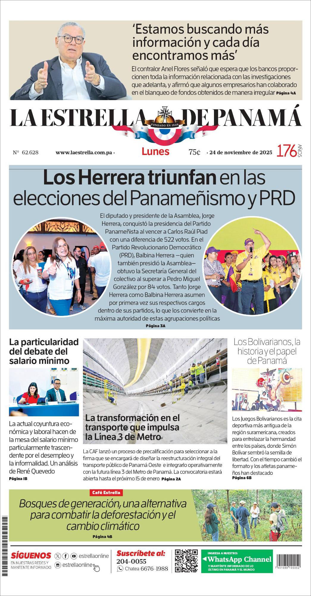 Portada del impreso del 24 de noviembre de 2025