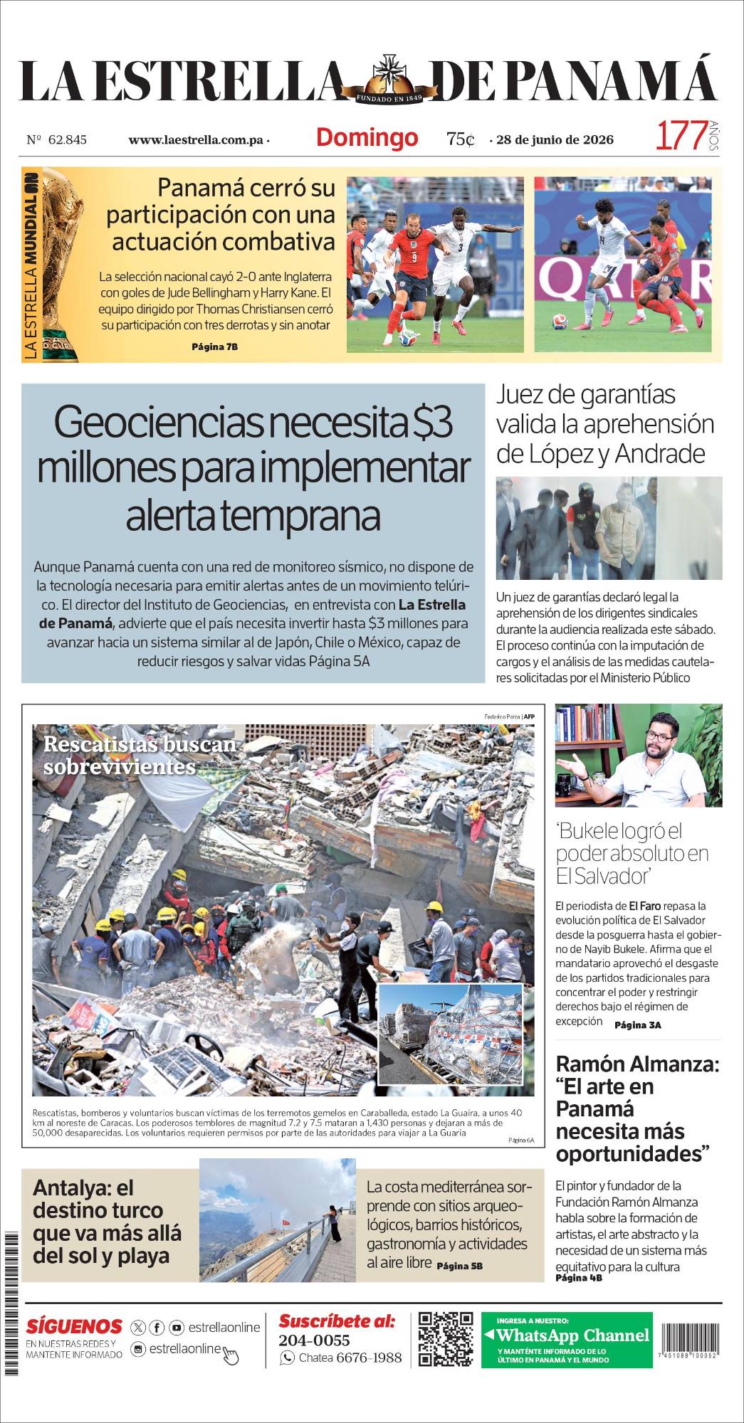 Portada del impreso del 28 de junio de 2026