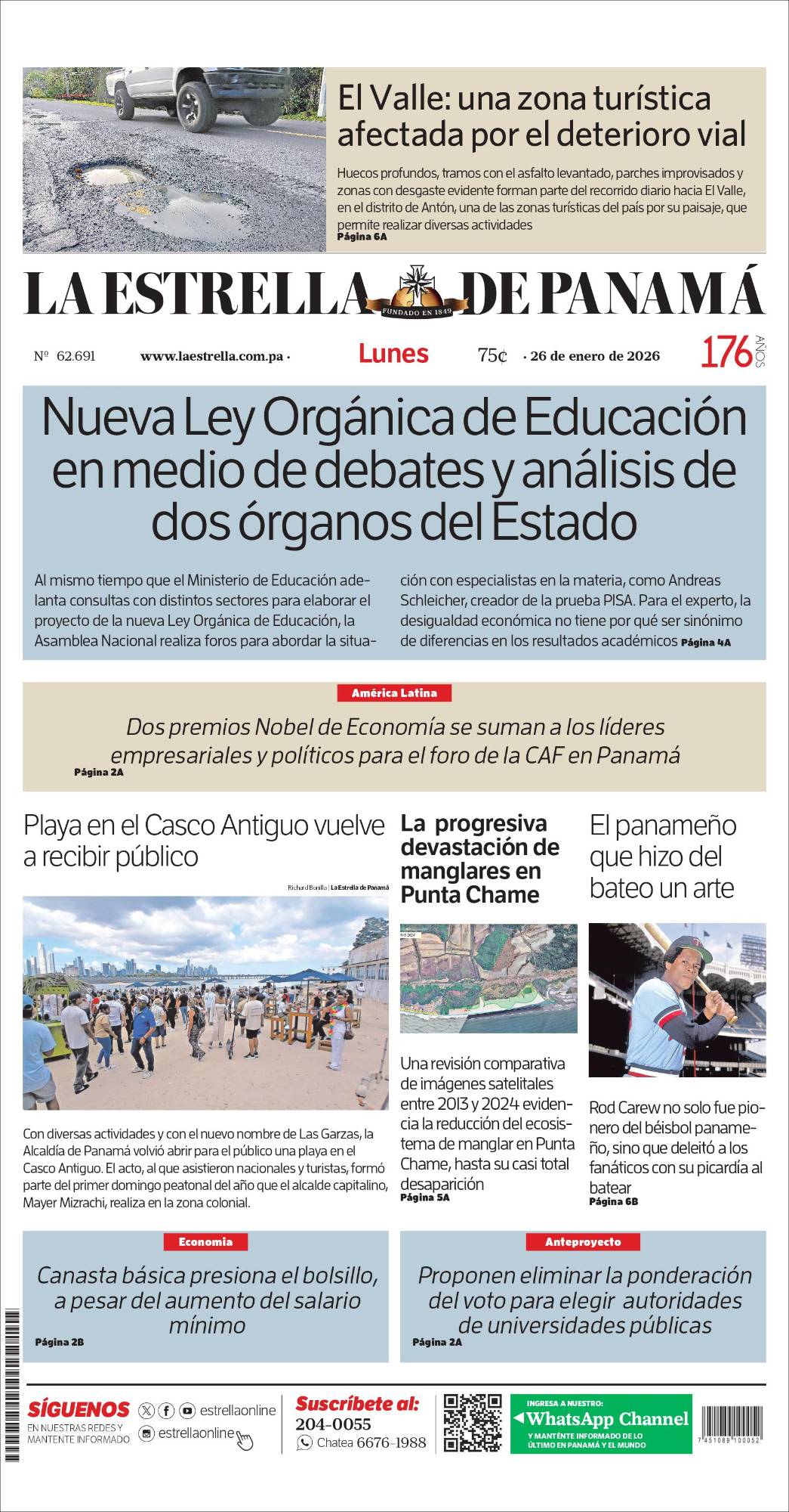 Portada del impreso del 26 de enero de 2026