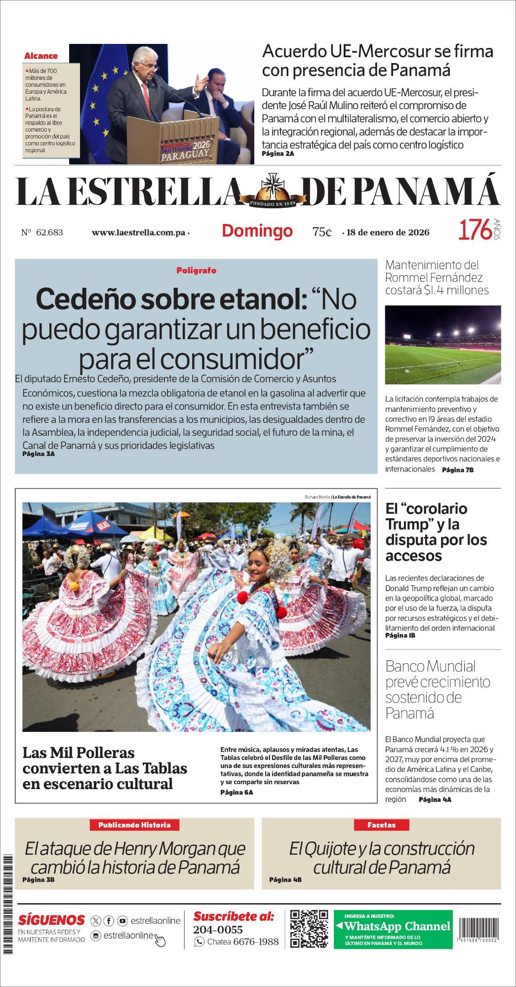 Portada del impreso del 18 de enero de 2026