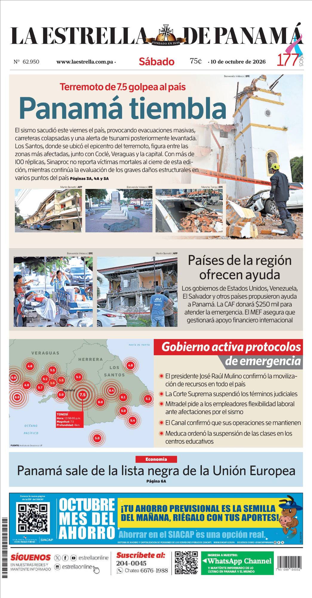 Portada del impreso del 10 de octubre de 2026