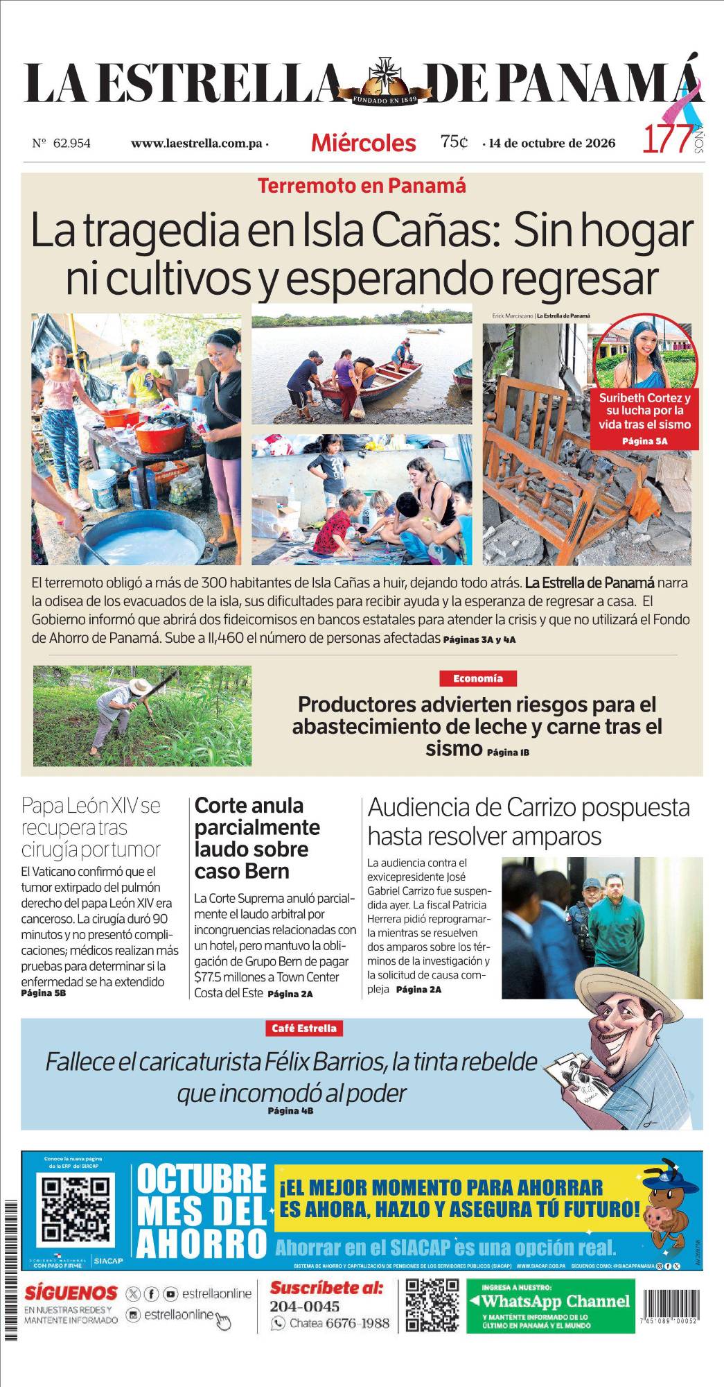 Portada del impreso del 14 de octubre de 2026