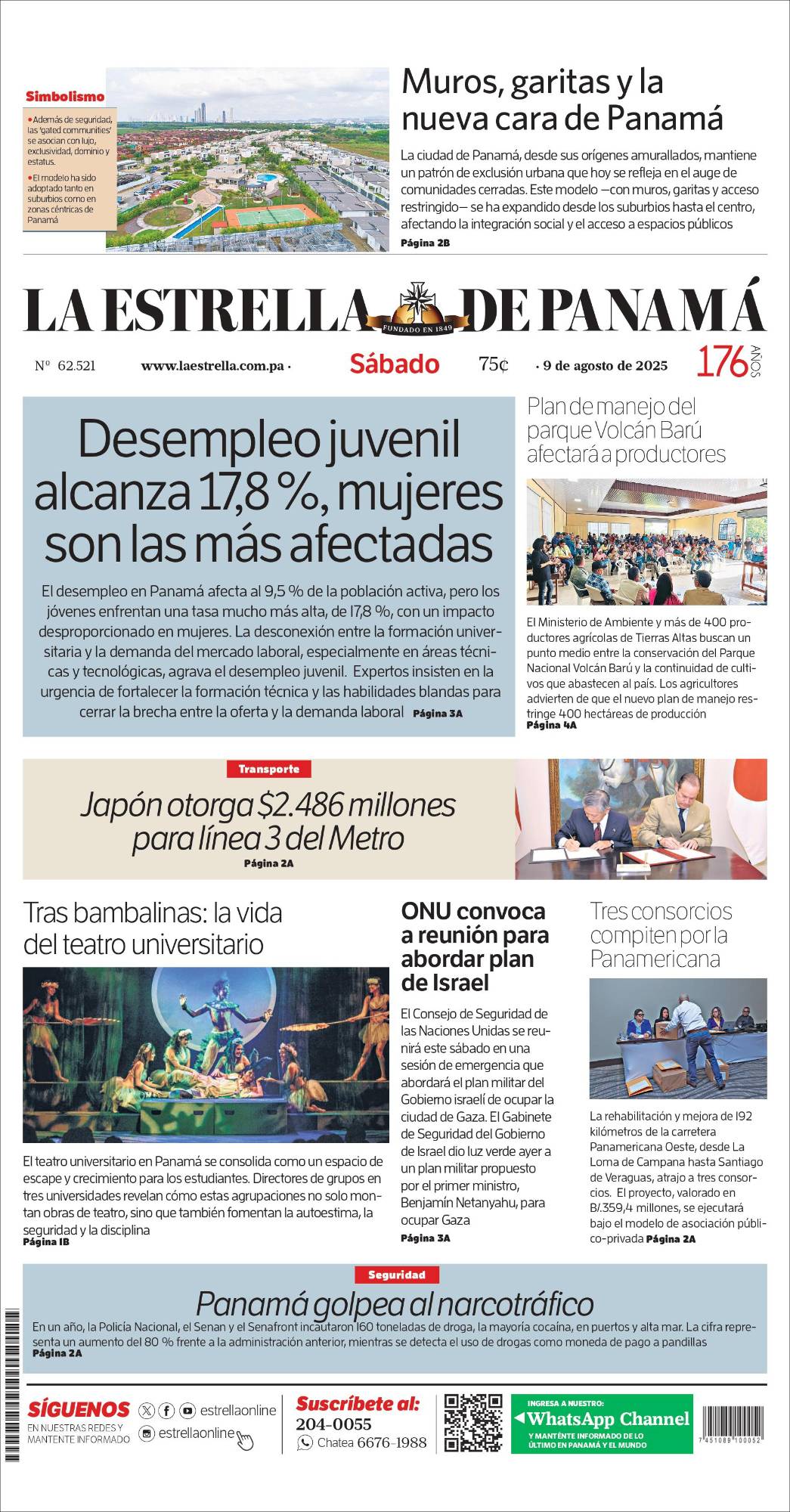 Portada del impreso del 9 de agosto de 2025