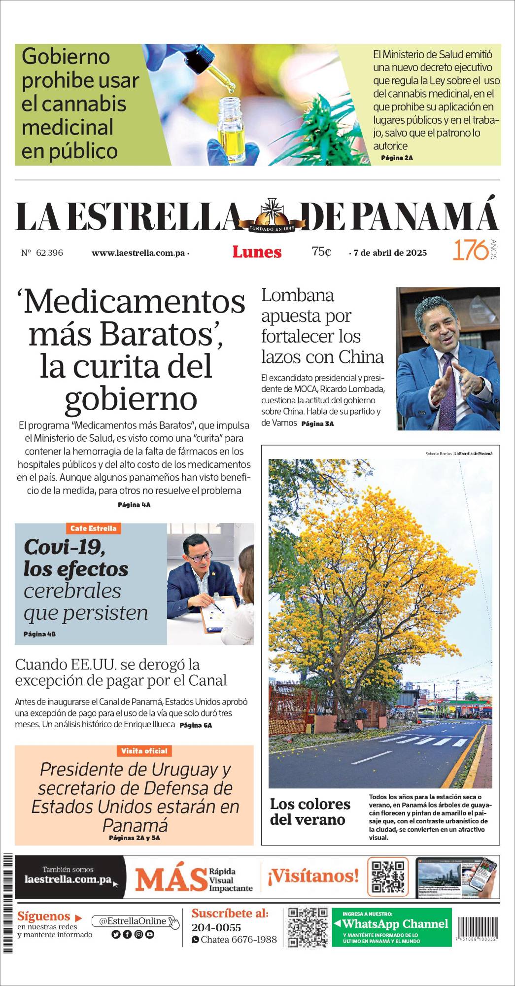 Portada del impreso del 7 de abril de 2025