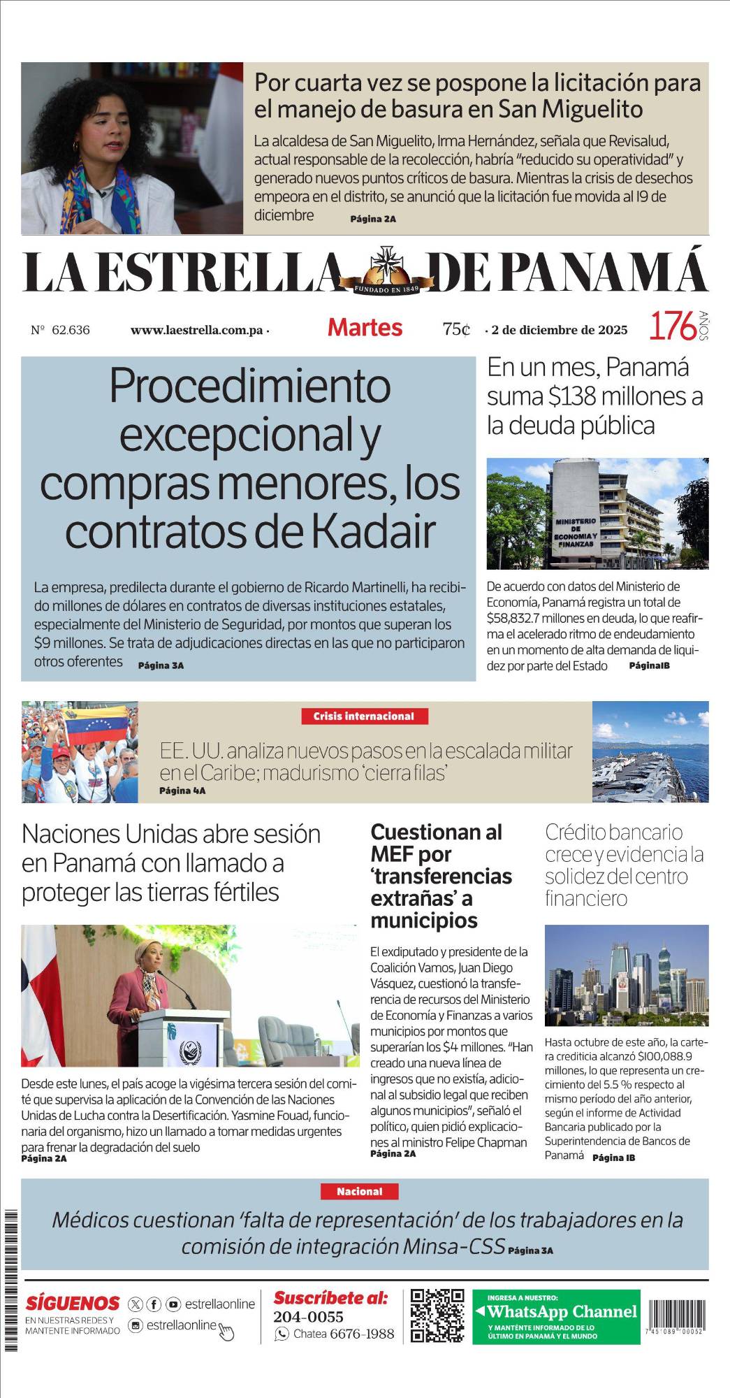 Portada del impreso del 2 de diciembre de 2025