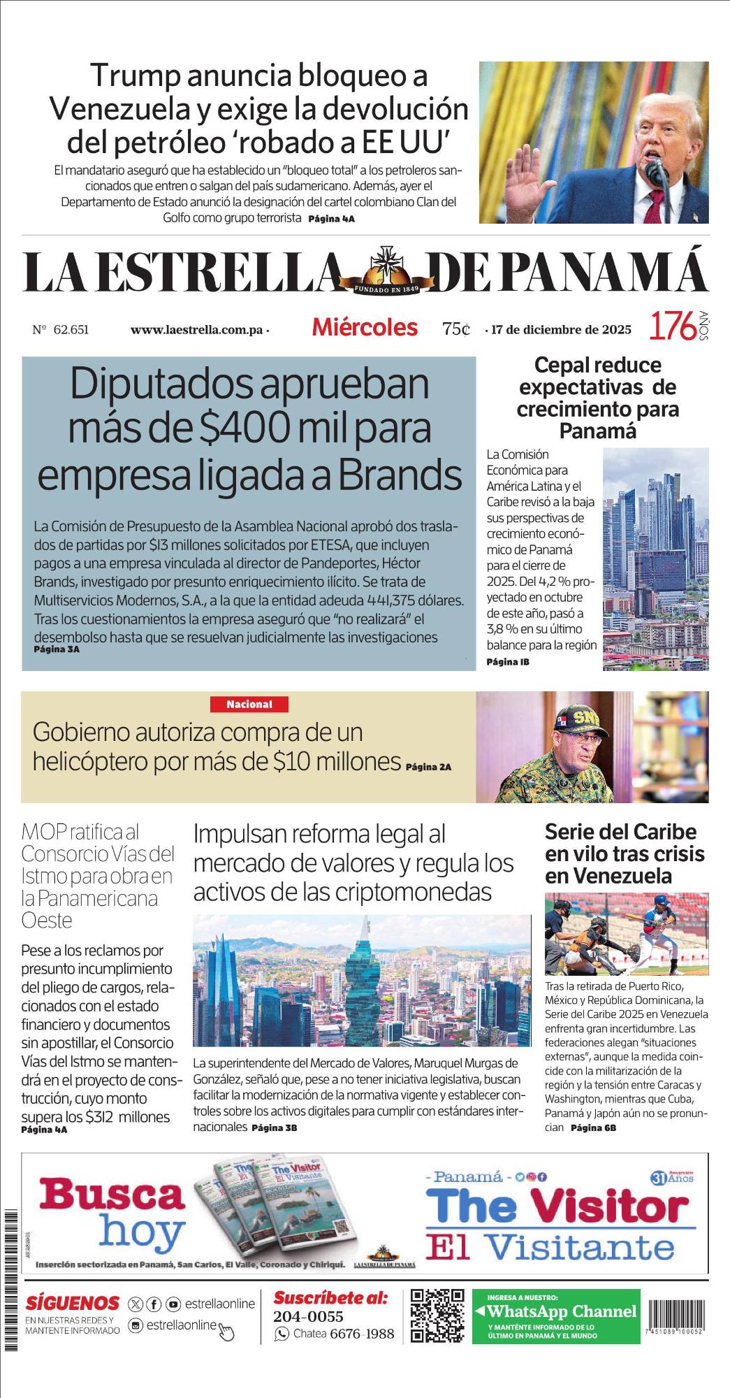 Portada del impreso del 17 de diciembre de 2025