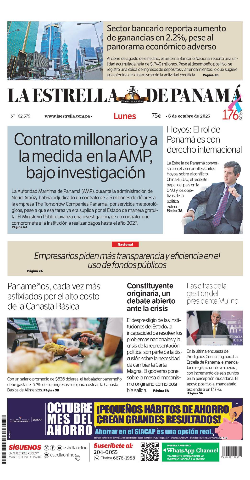 Portada del impreso del 6 de octubre de 2025
