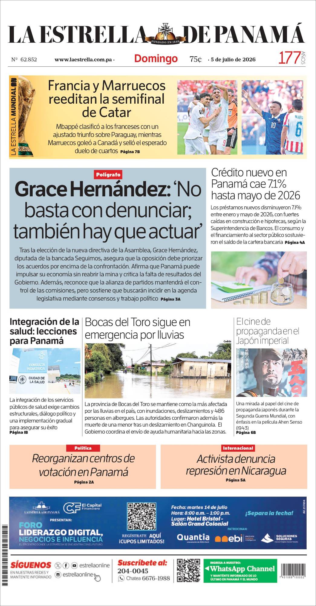 Portada del impreso del 5 de julio de 2026