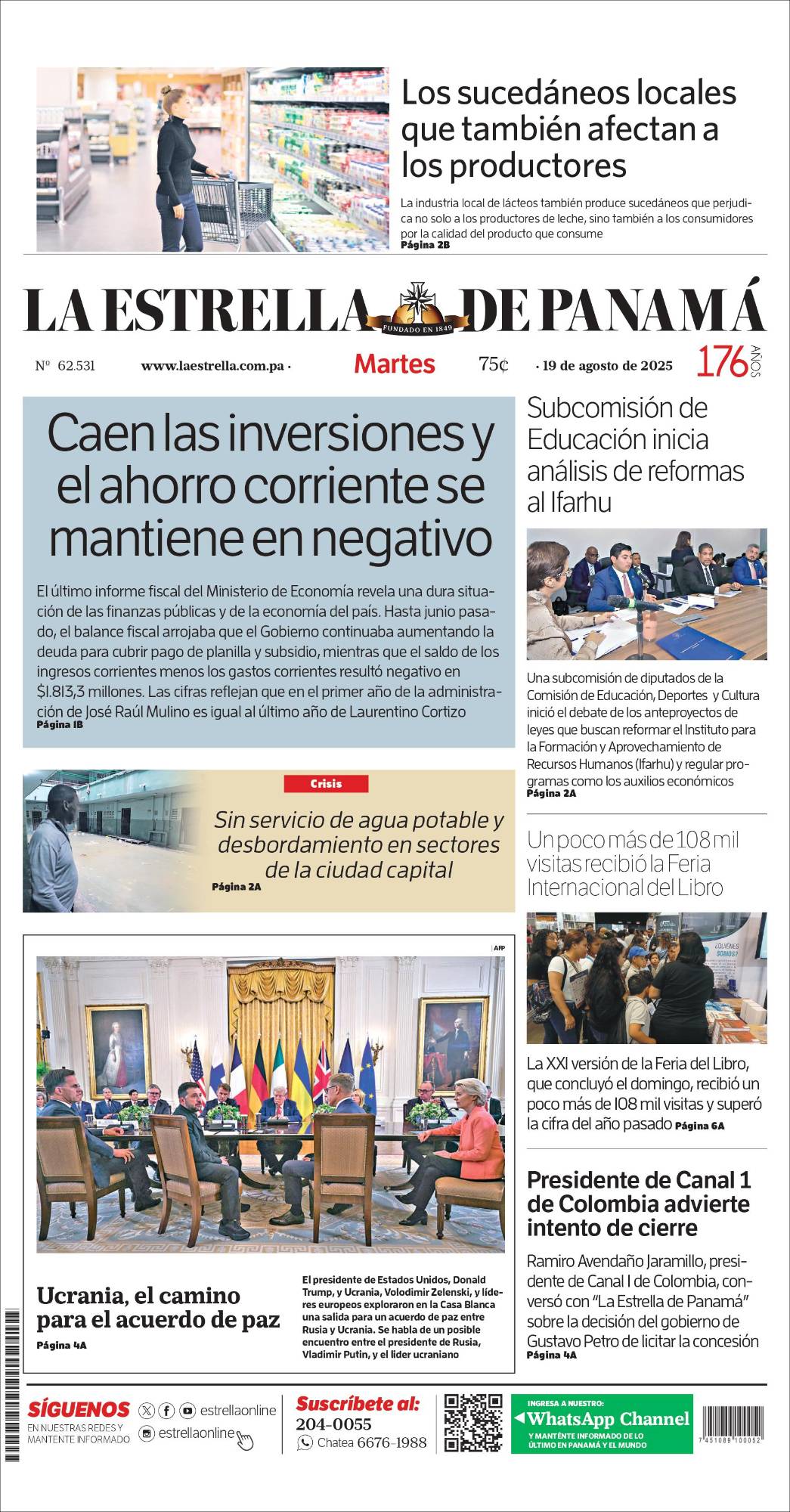 Portada del impreso del 19 de agosto de 2025