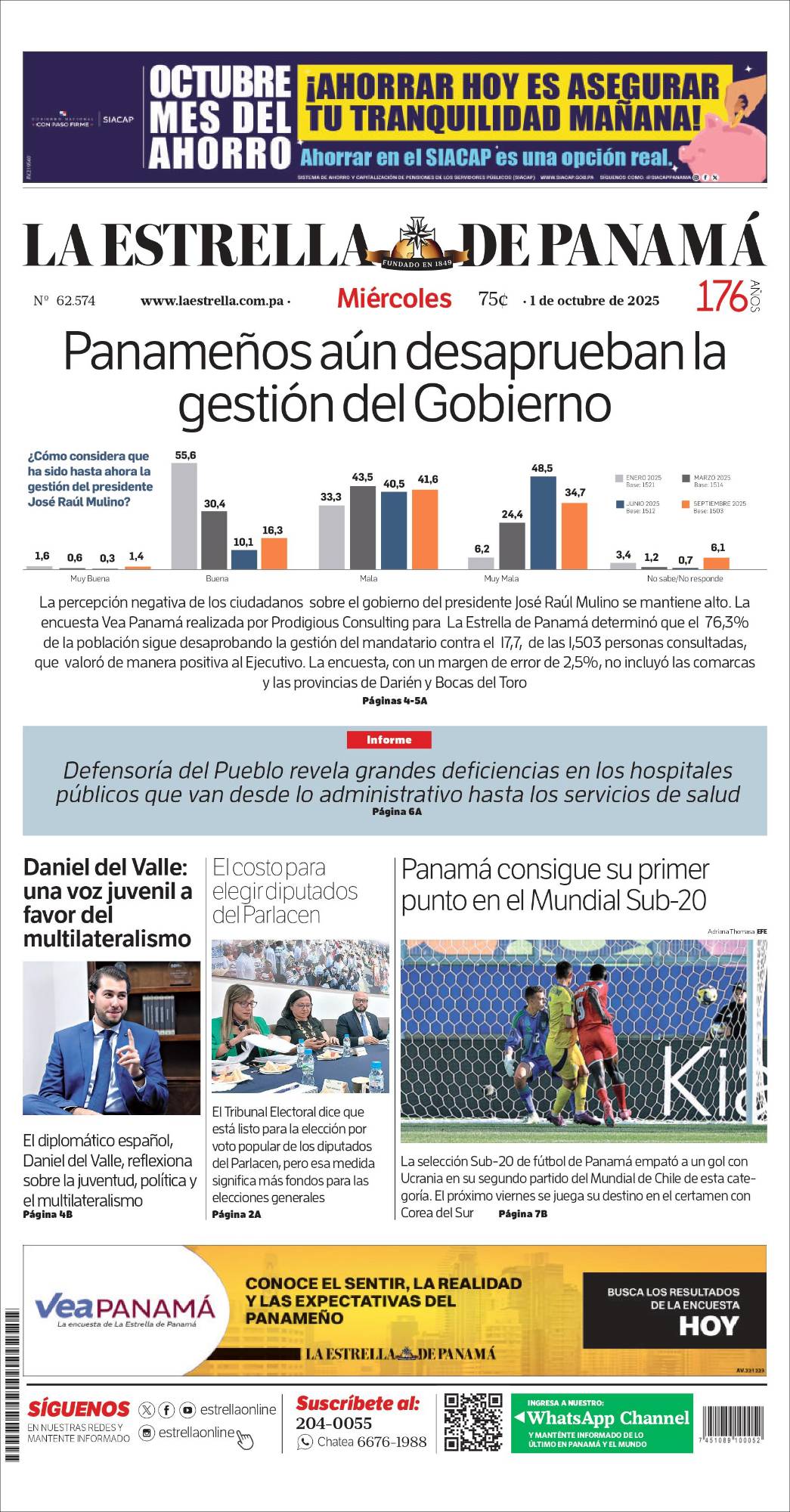 Portada del impreso del 1 de octubre de 2025