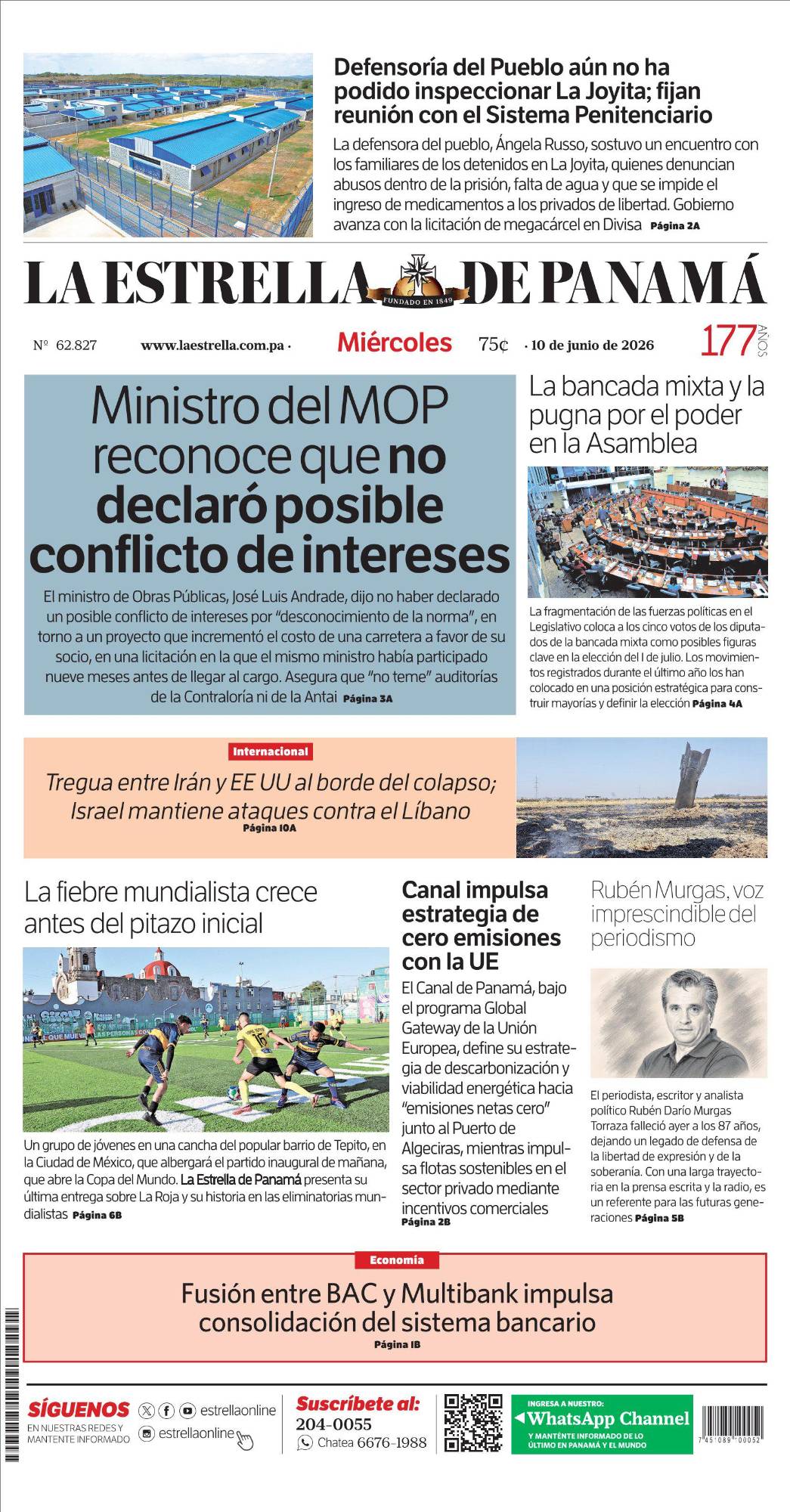 Portada del impreso del 10 de junio de 2026
