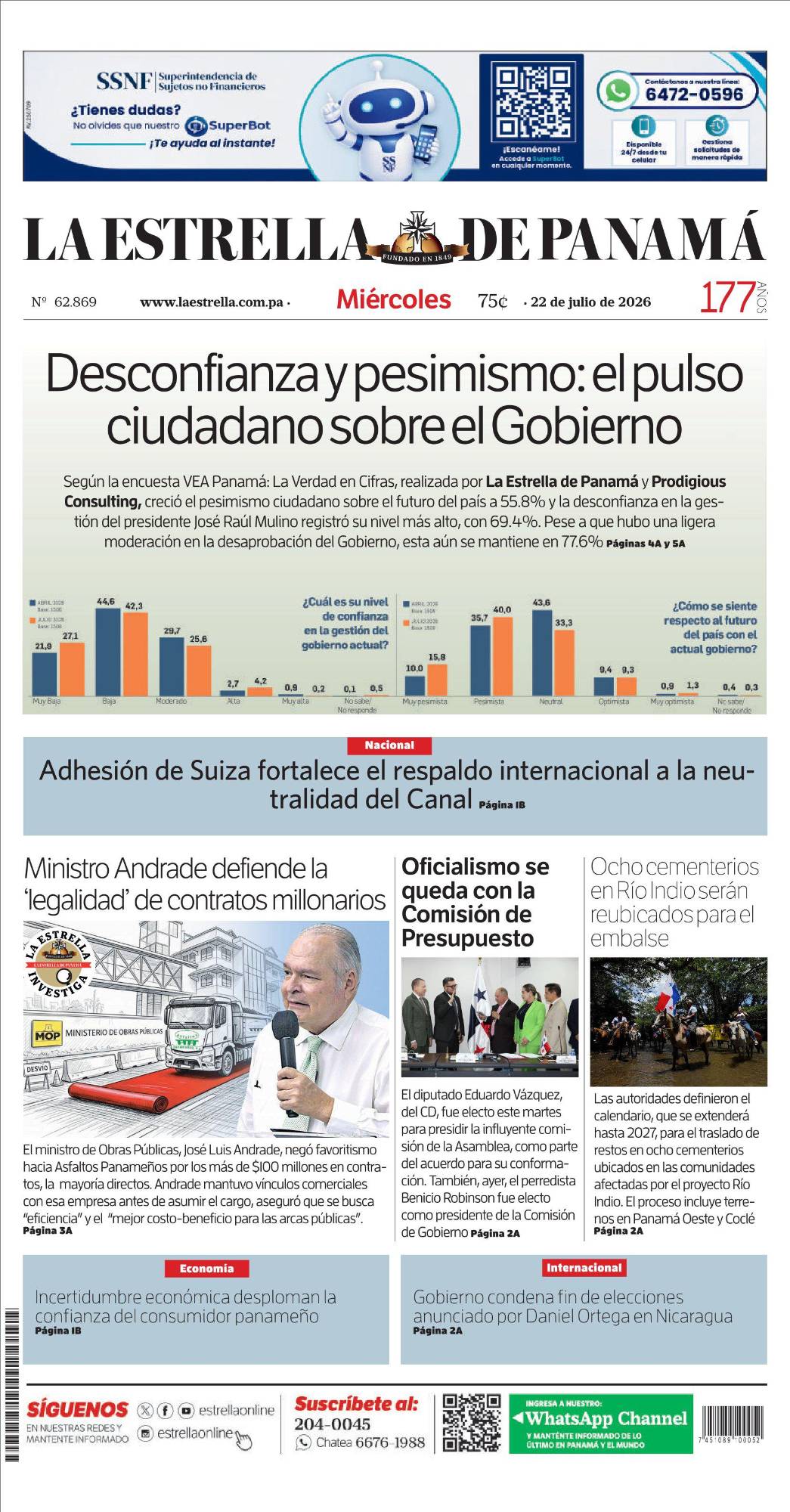 Portada del impreso del 22 de julio de 2026