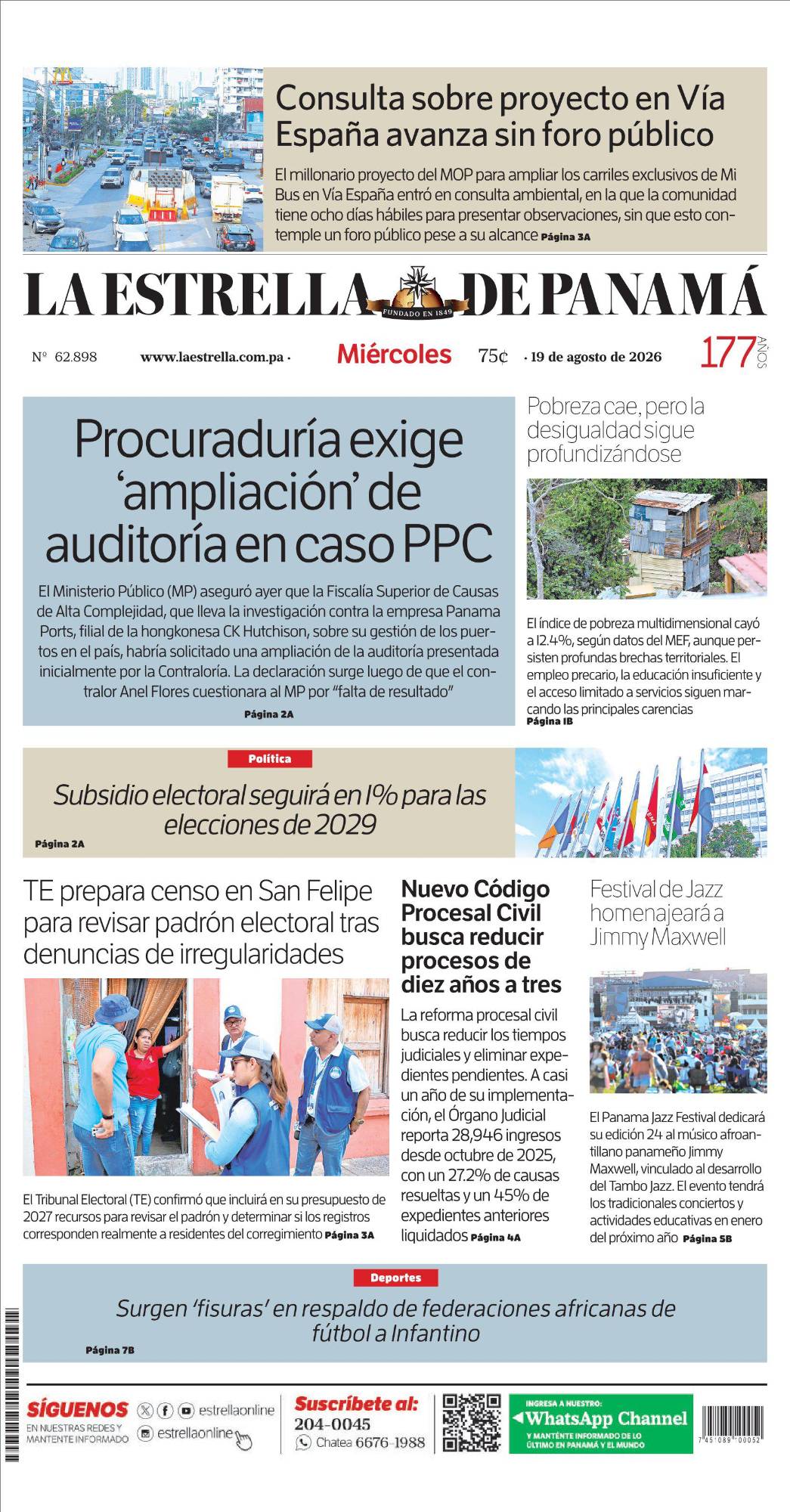 Portada del impreso del 19 de agosto de 2026
