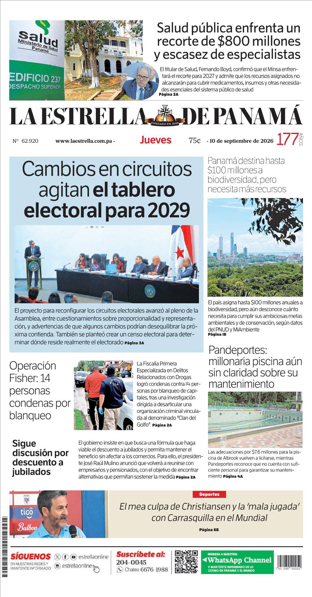 Portada del impreso del 10 de septiembre de 2026