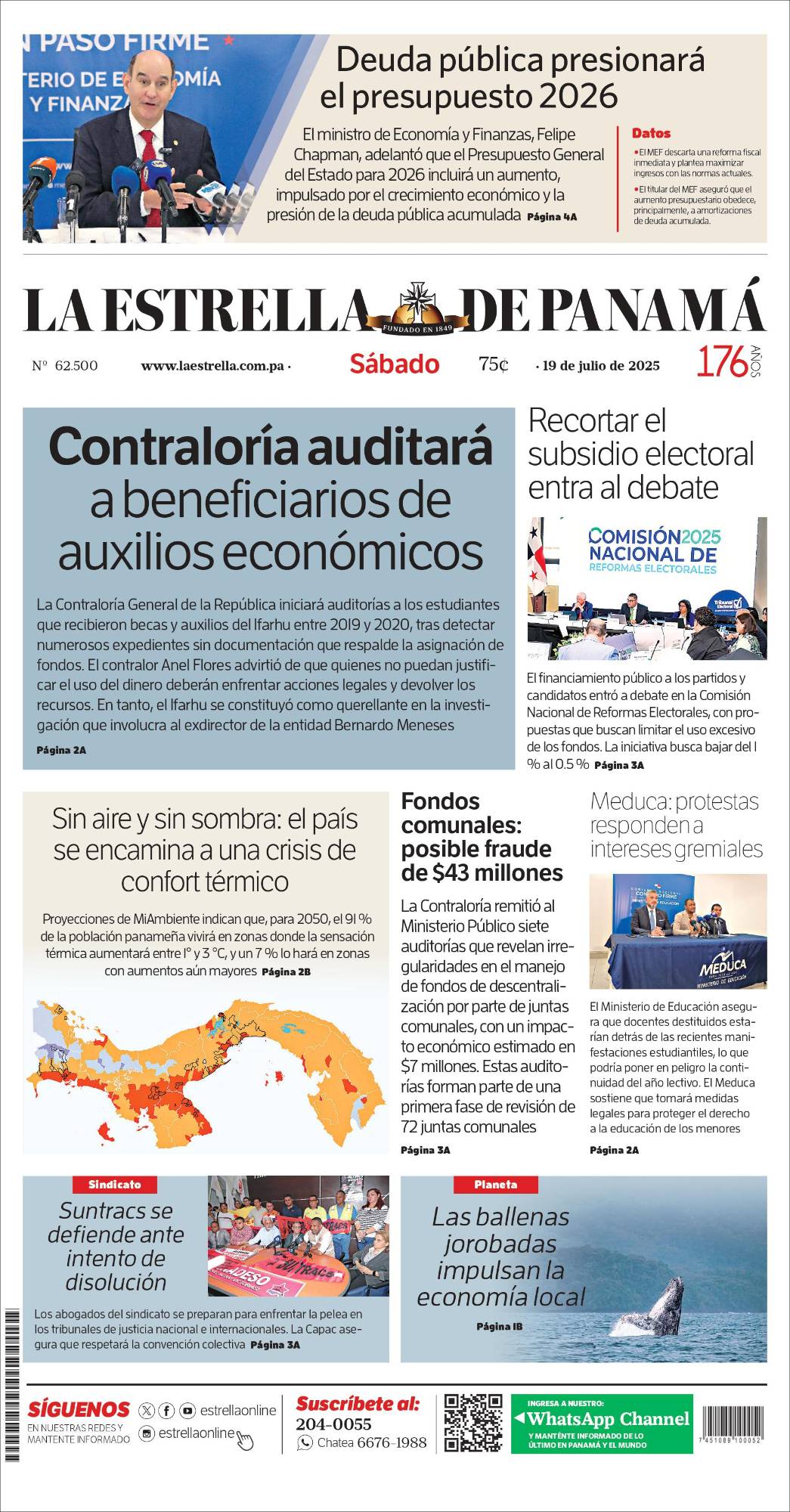Portada del impreso del 19 de julio de 2025