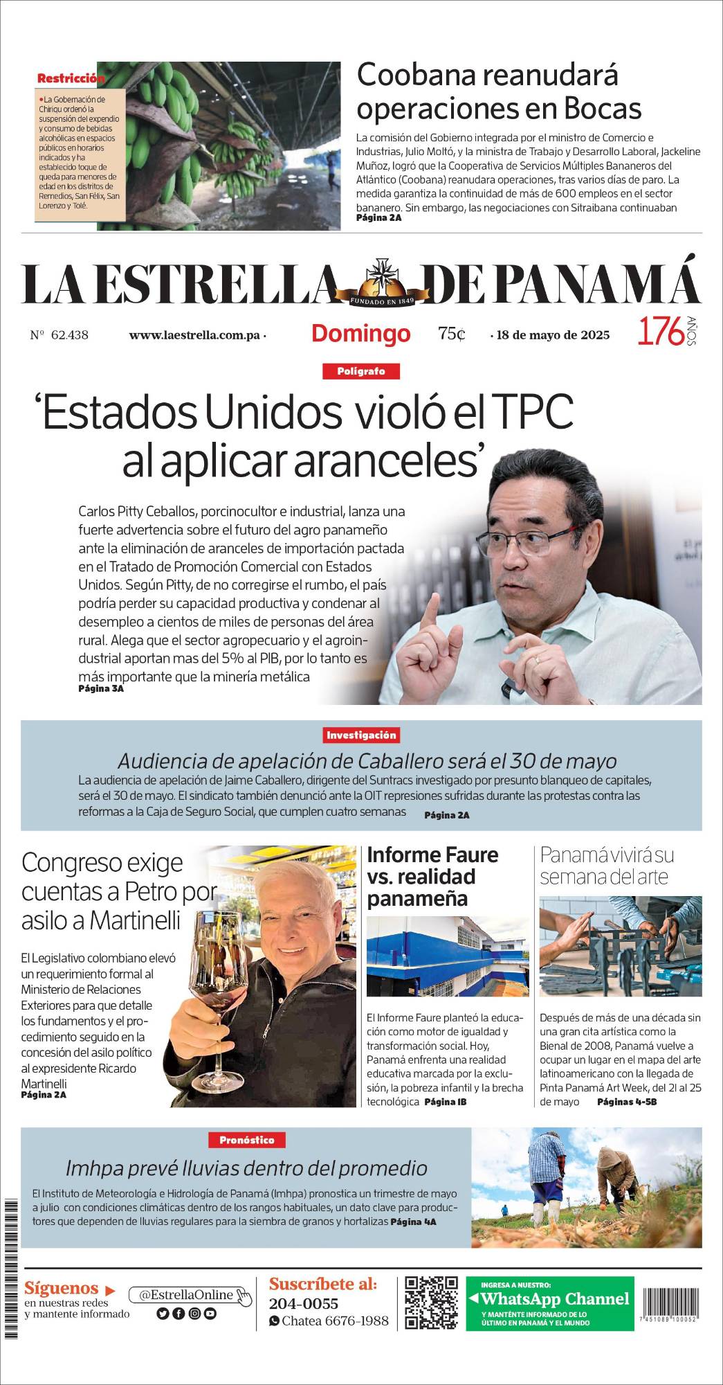 Portada del impreso de 18 de mayo de 2025