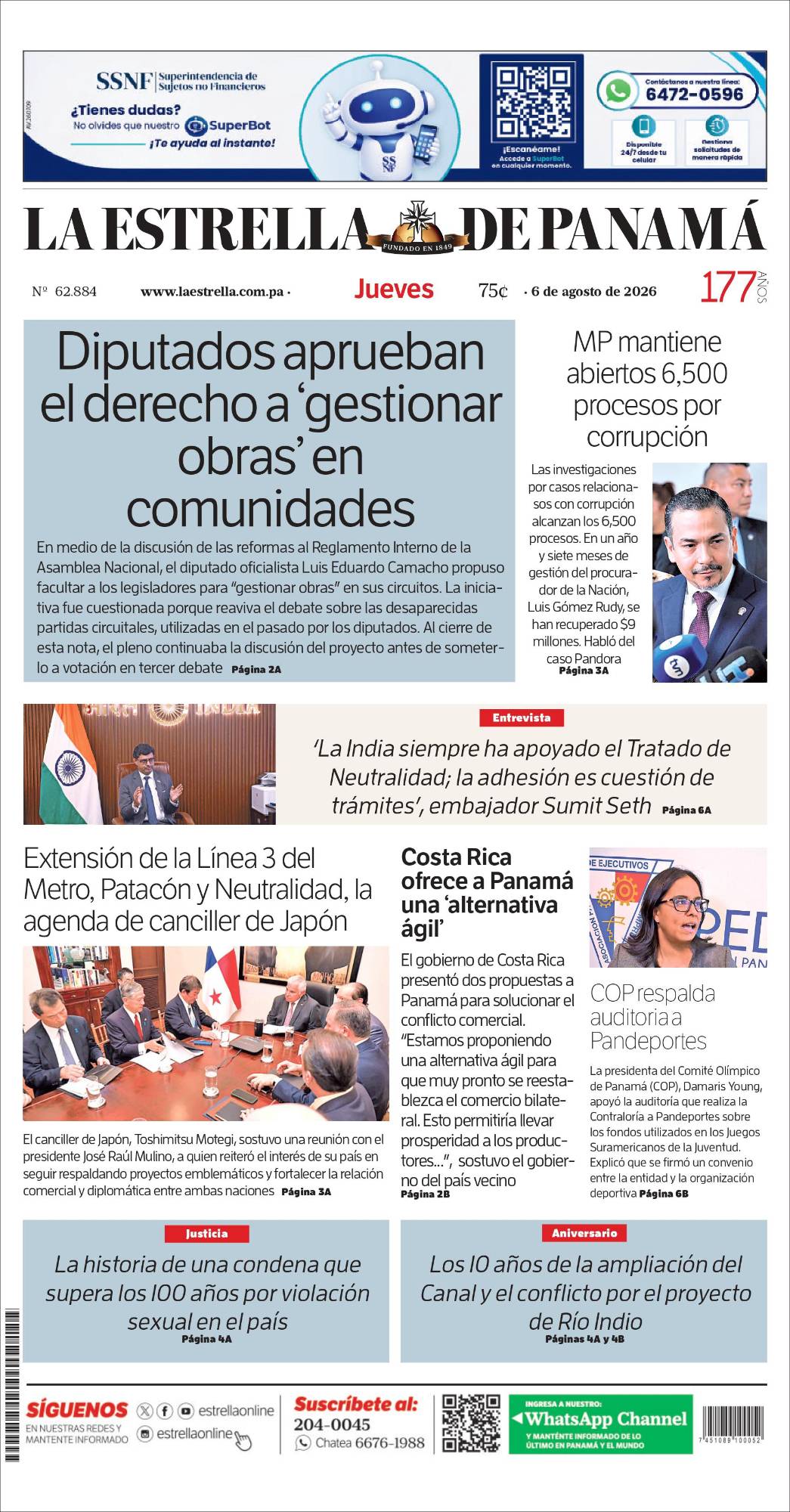 Portada del impreso del 6 de agosto de 2026