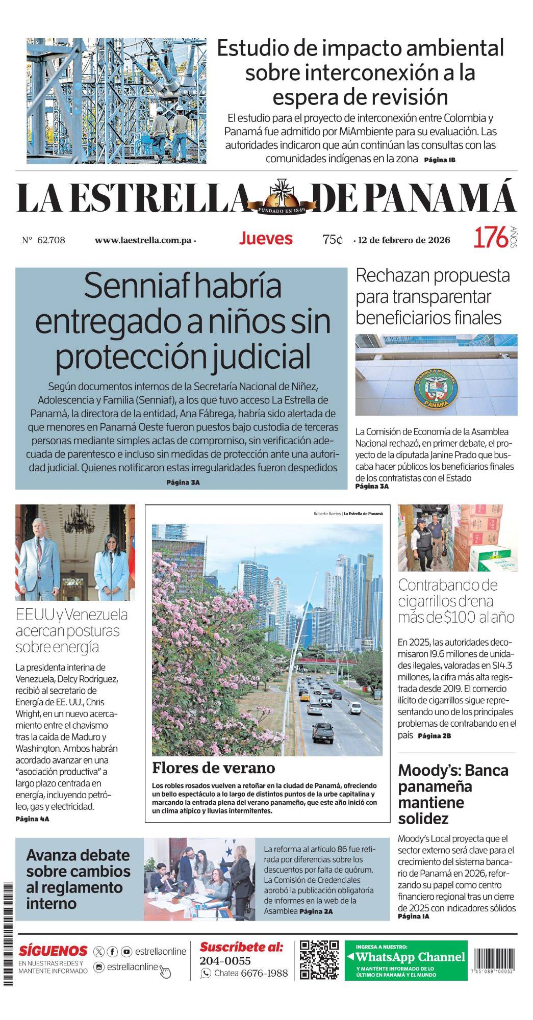 Portada del impreso del 12 de febrero de 2026