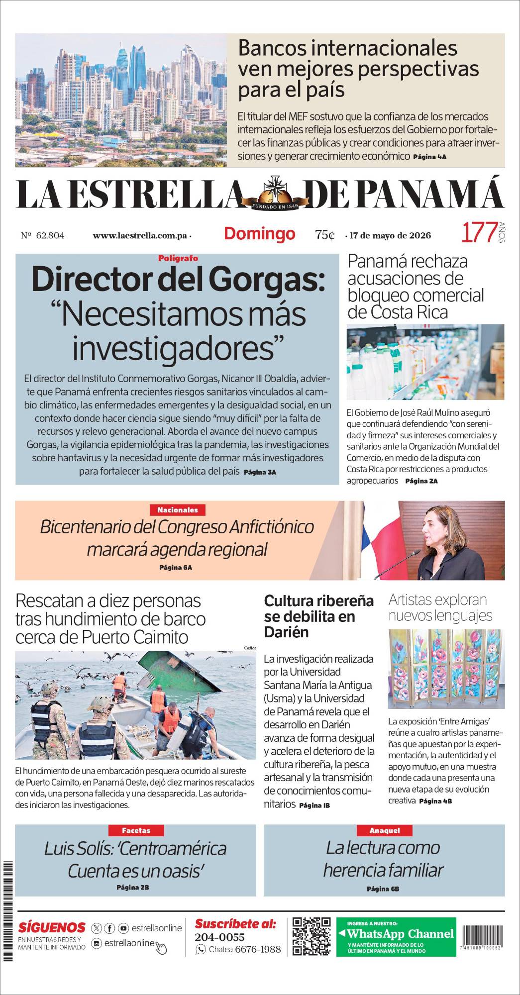 Portada del impreso del 17 de mayo de 2026