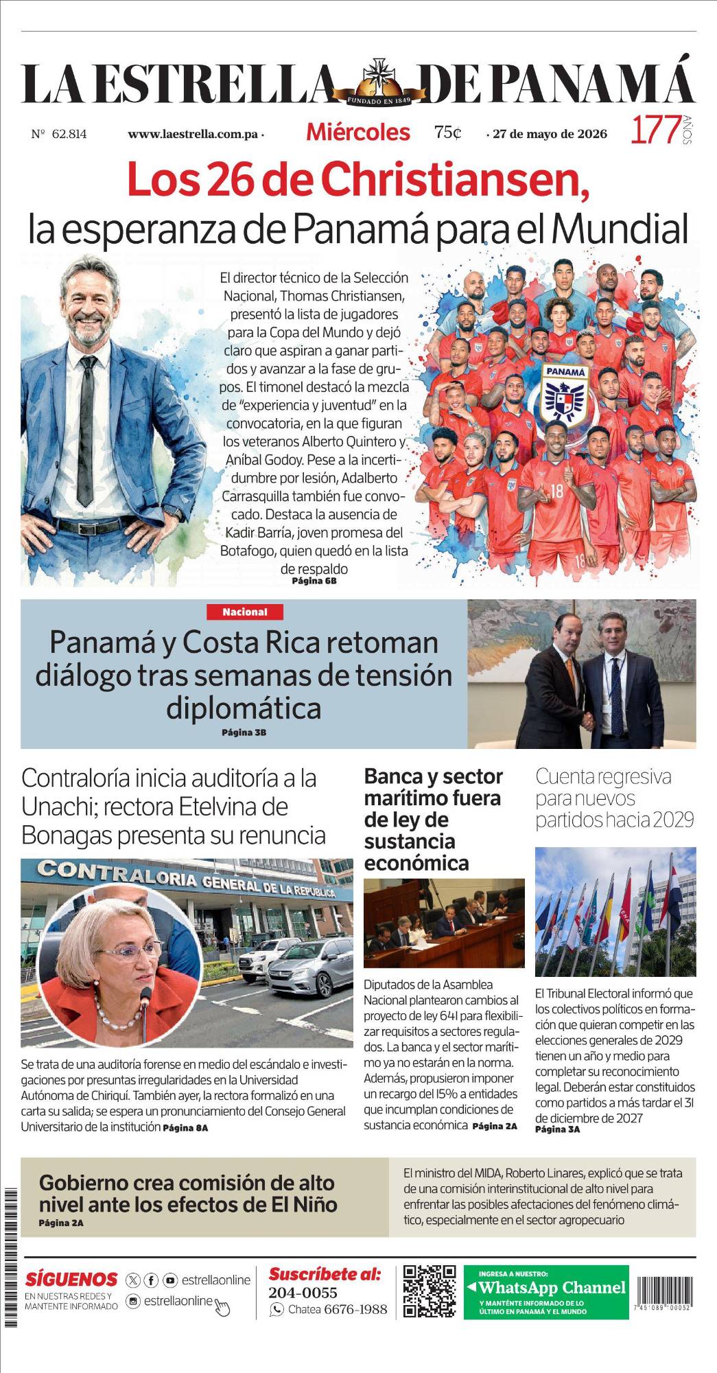 Portada del impreso del 27 de mayo de 2026