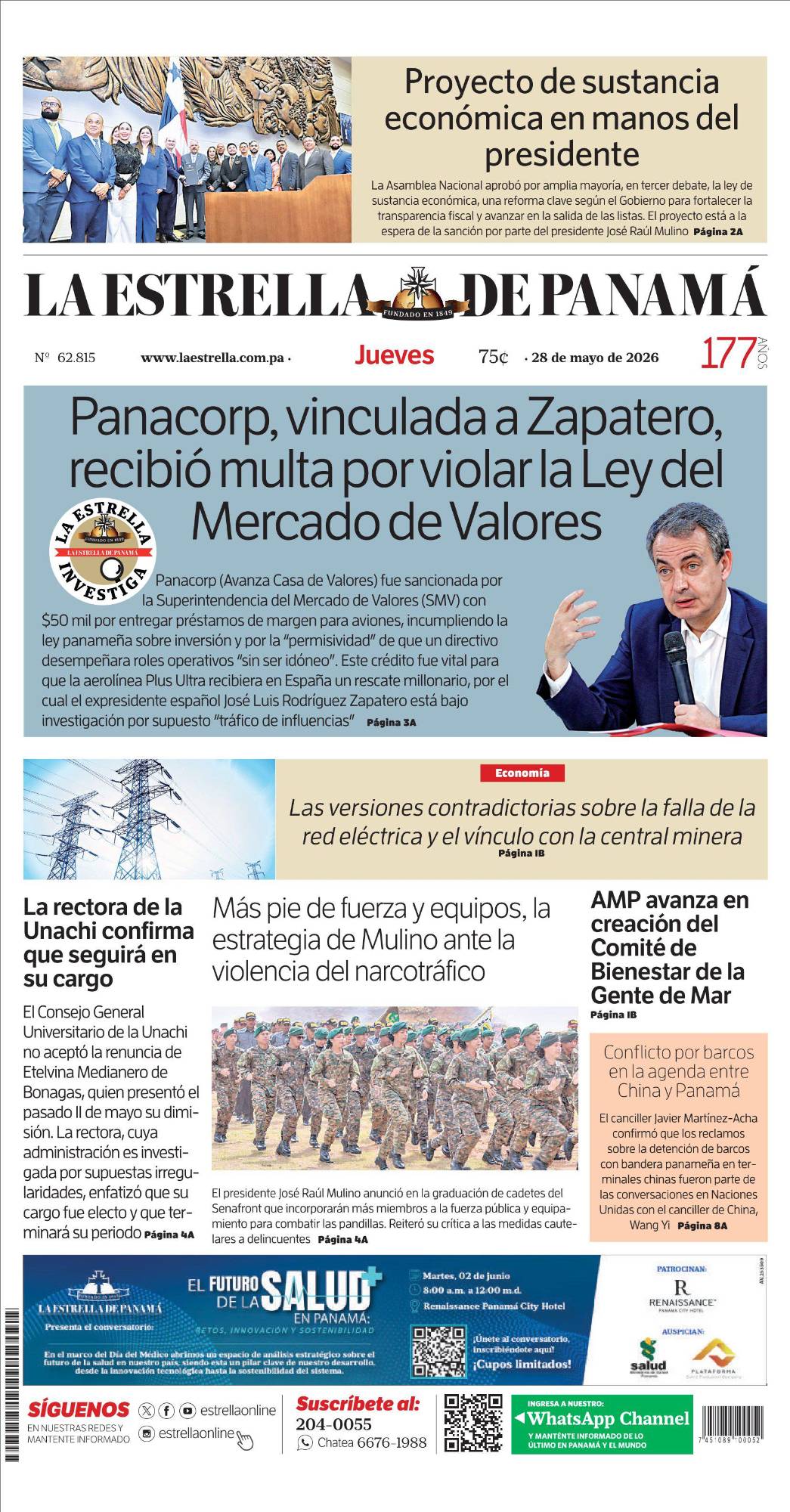 Portada del impreso del 28 de mayo de 2026