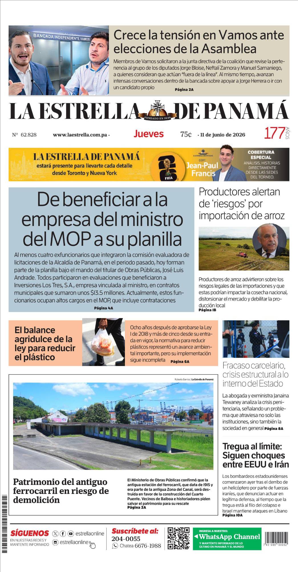 Portada del impreso del 11 de junio de 2026