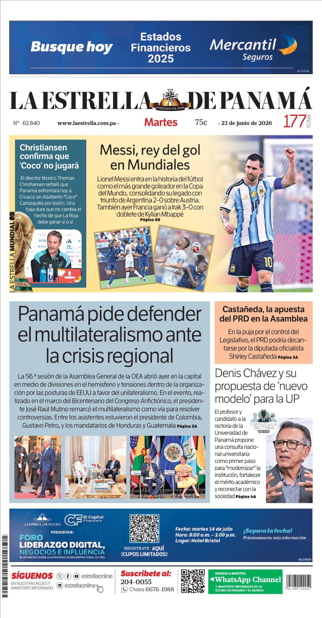Portada del impreso del 23 de junio de 2026