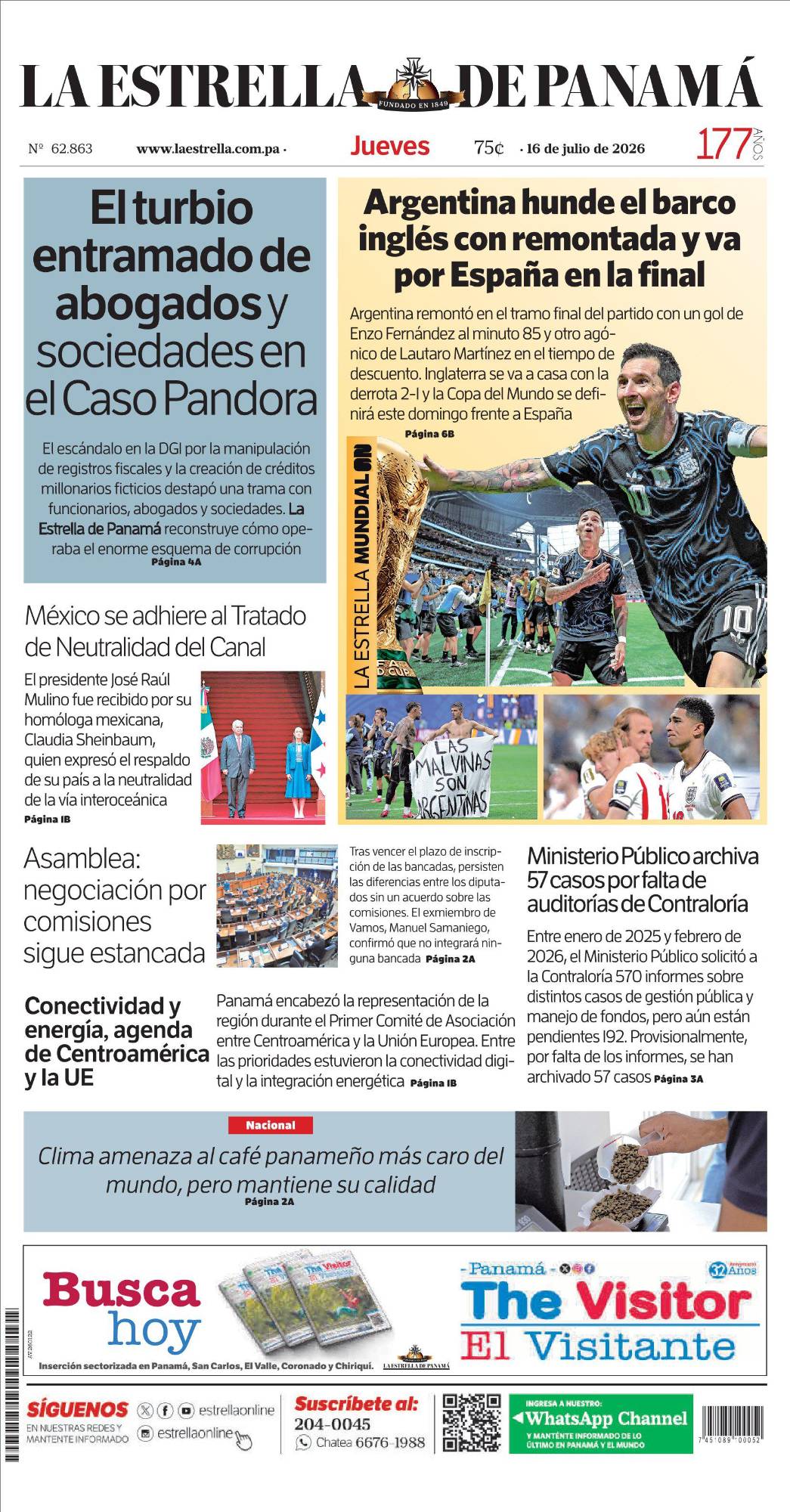 Portada del impreso del 16 de julio de 2026