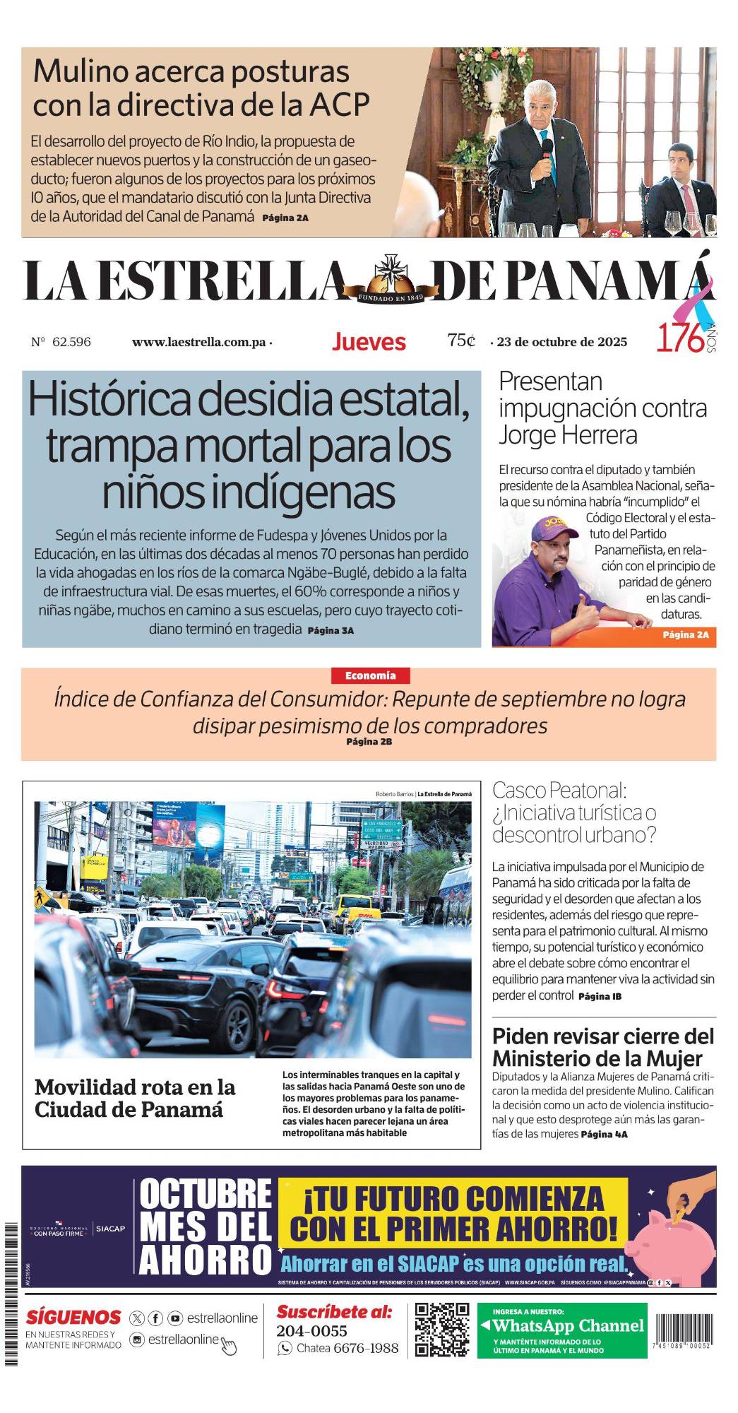 Portada del impreso del 23 de octubre de 2025