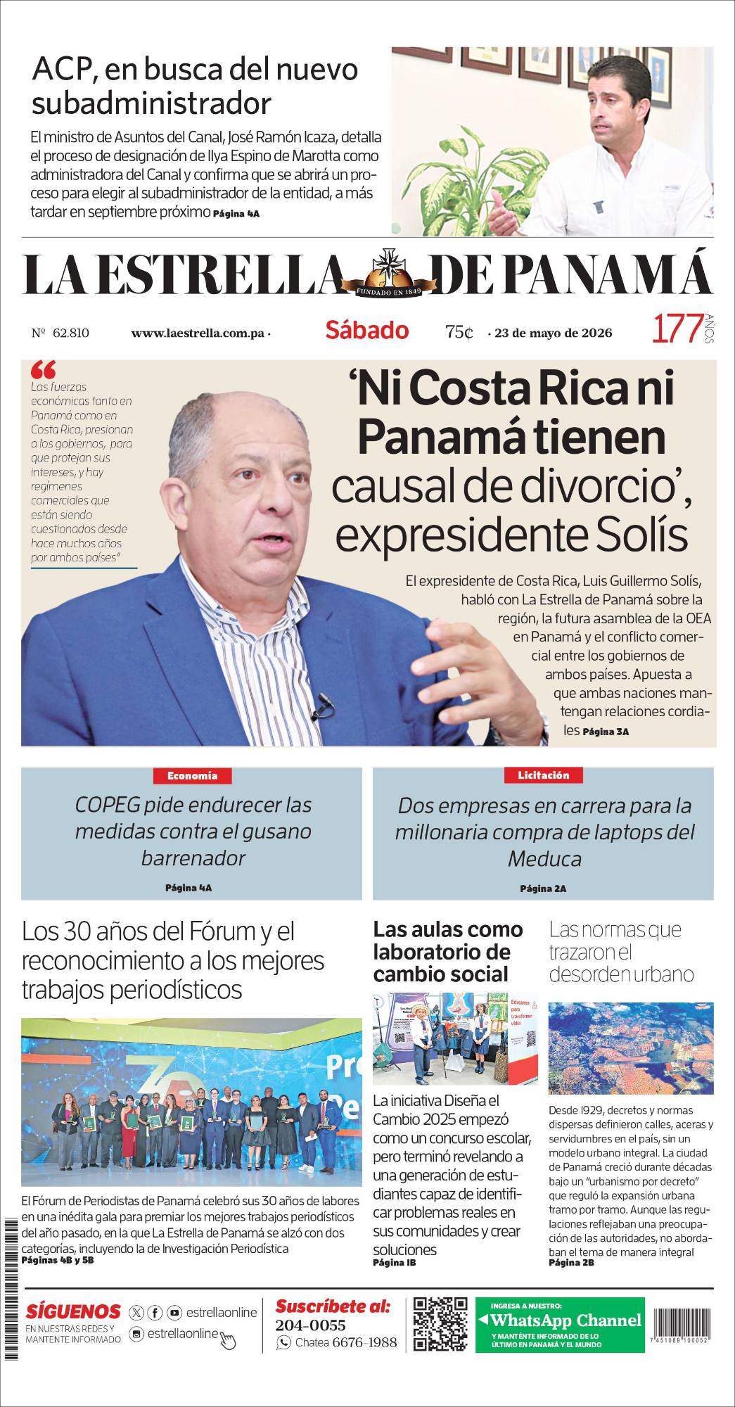 Portada del impreso del 23 de mayo de 2026