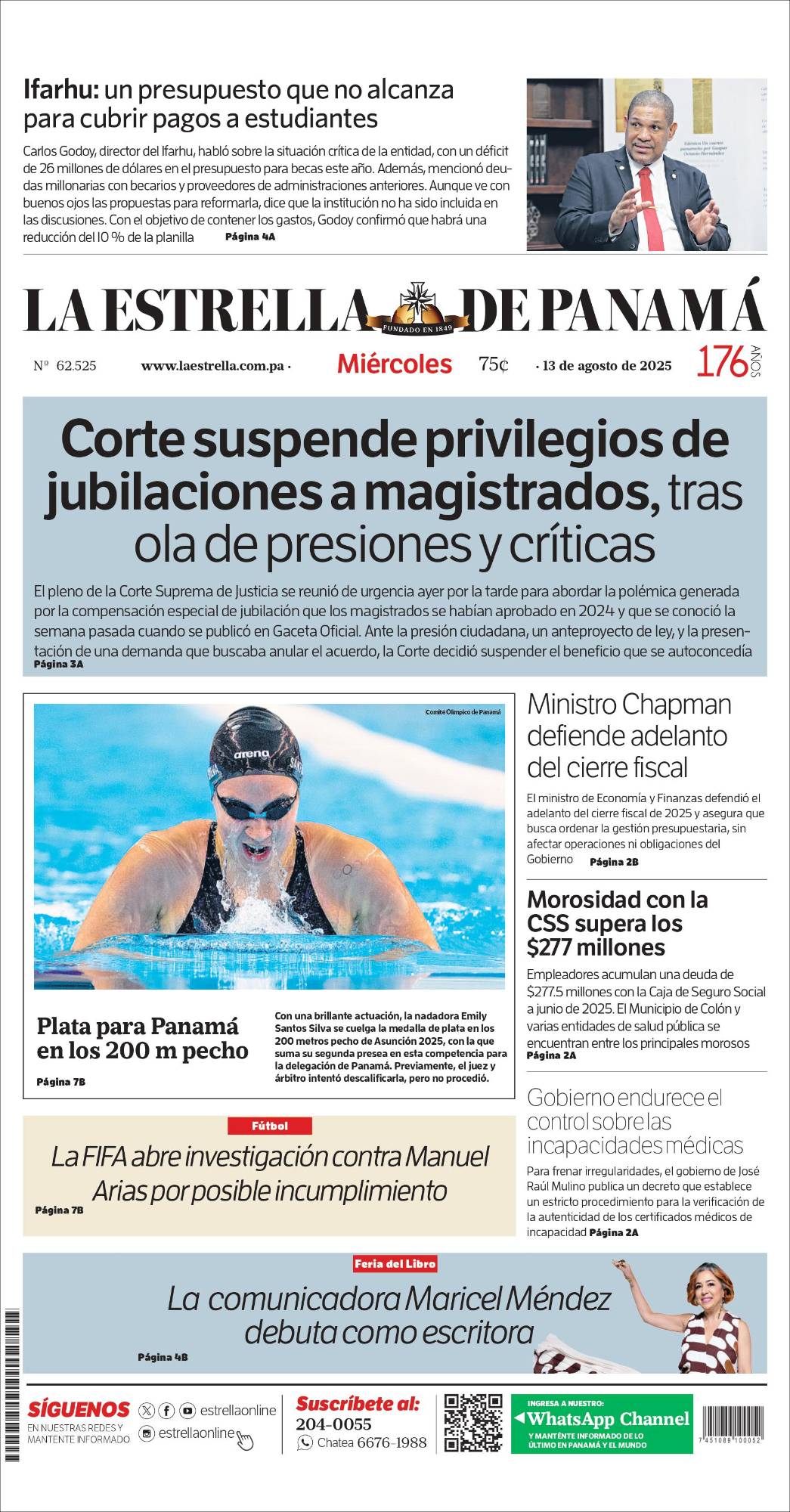 Portada del impreso del 13 de agosto de 2025