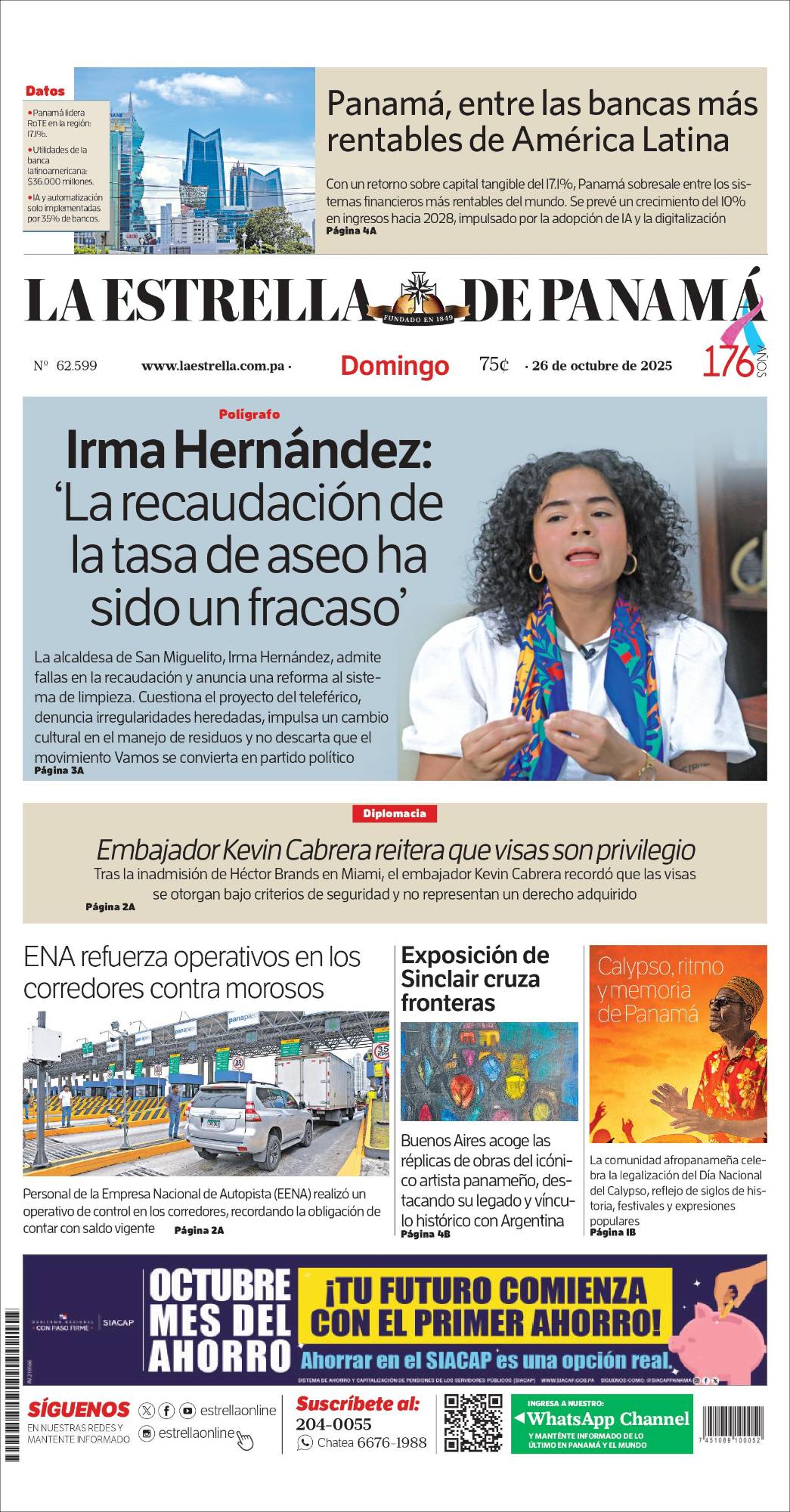 Portada del impreso del 26 de octubre de 2025