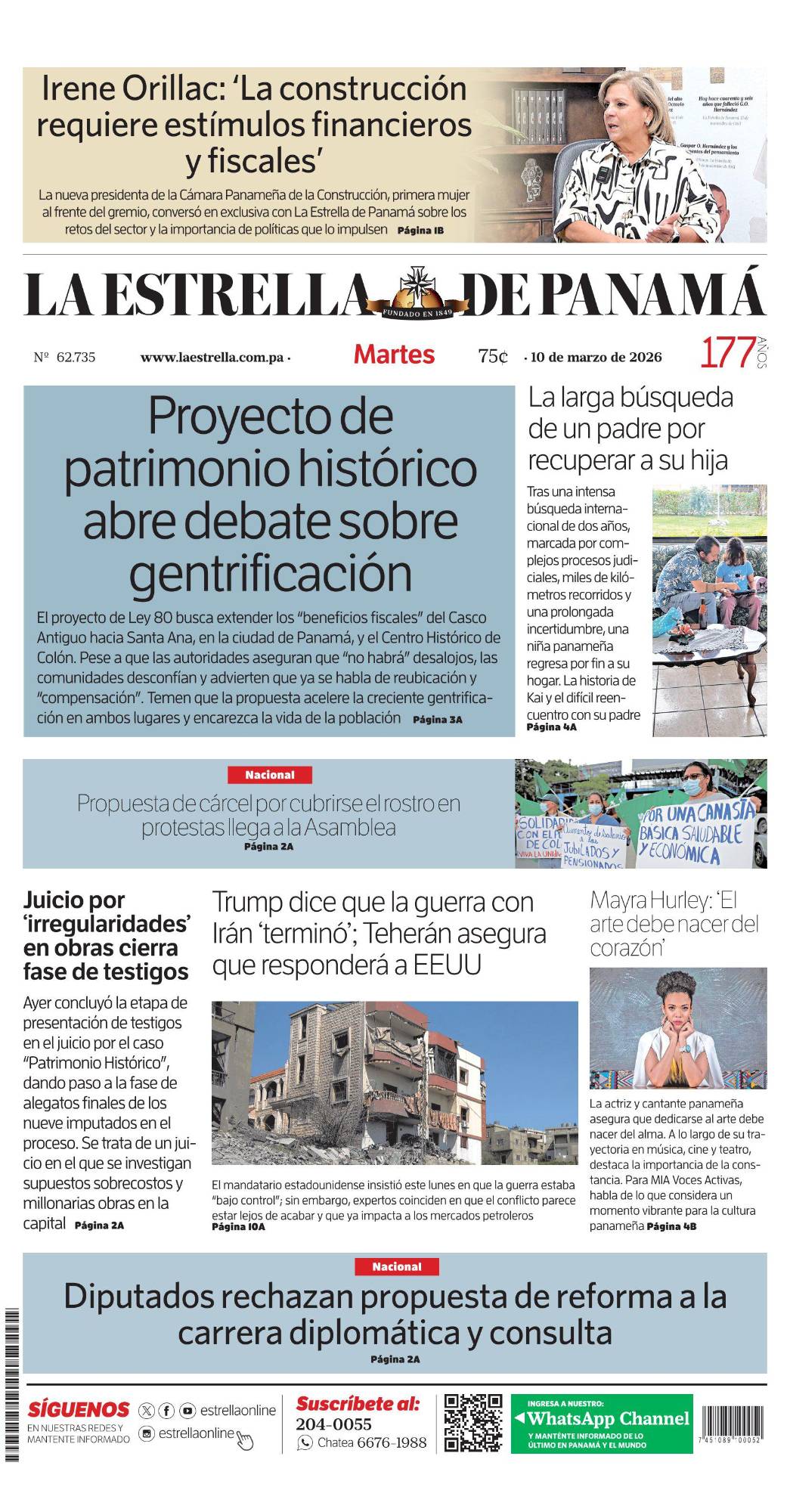 Portada del impreso del 10 de marzo de 2026