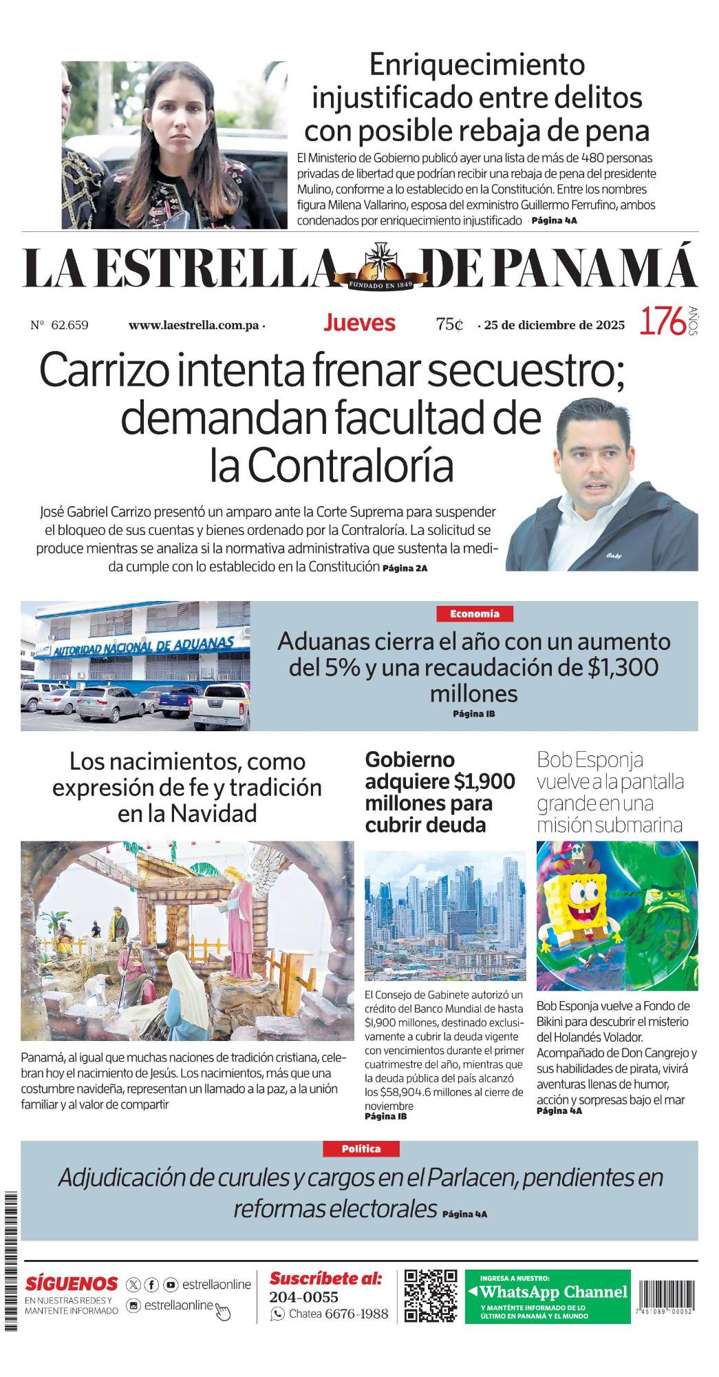 Portada del impreso del 25 de diciembre de 2025