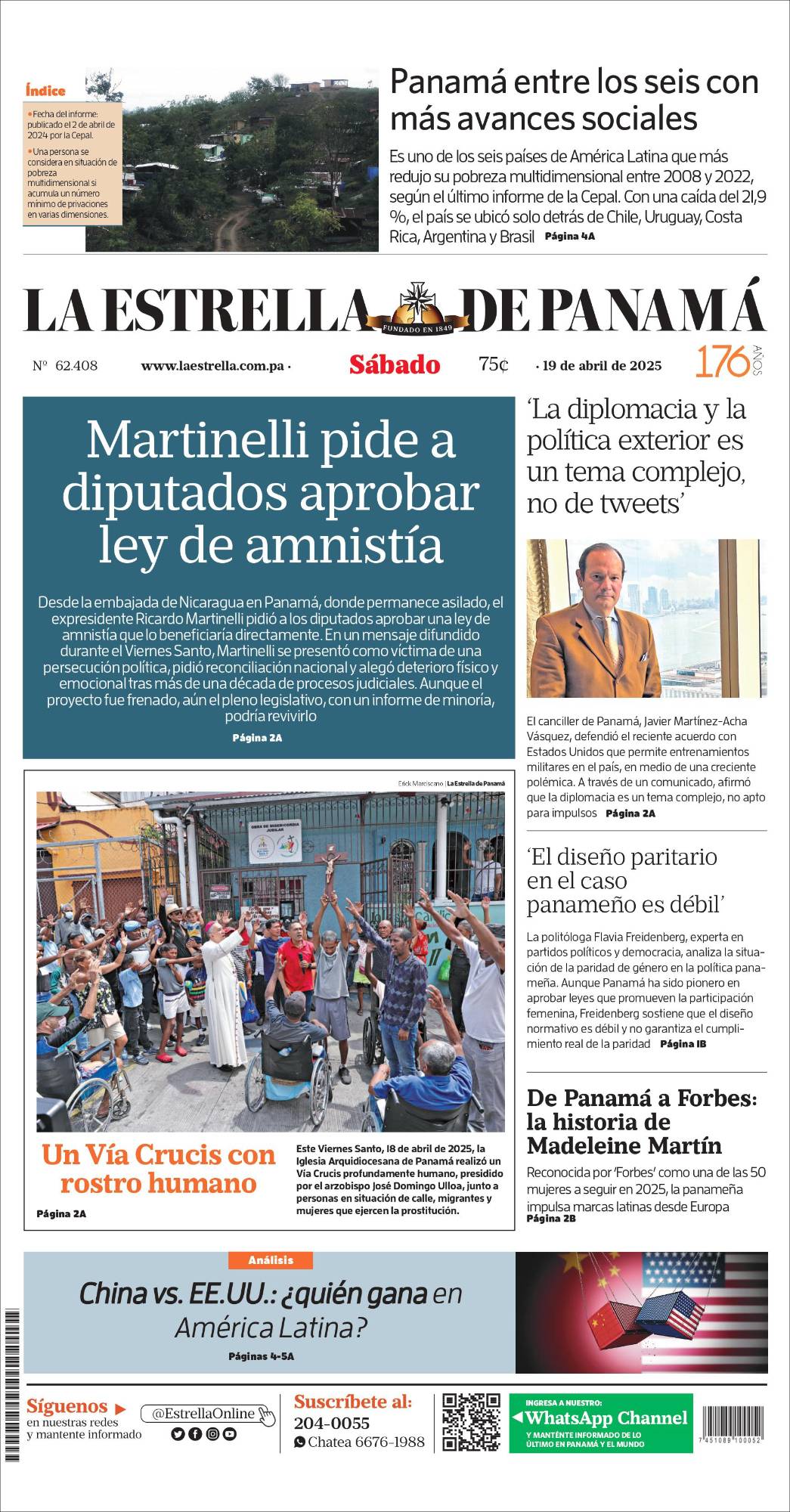 Portada del impreso del 19 de abril de 2025