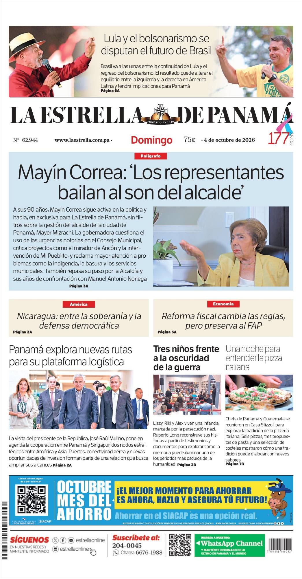 Portada del impreso del 4 de octubre de 2026