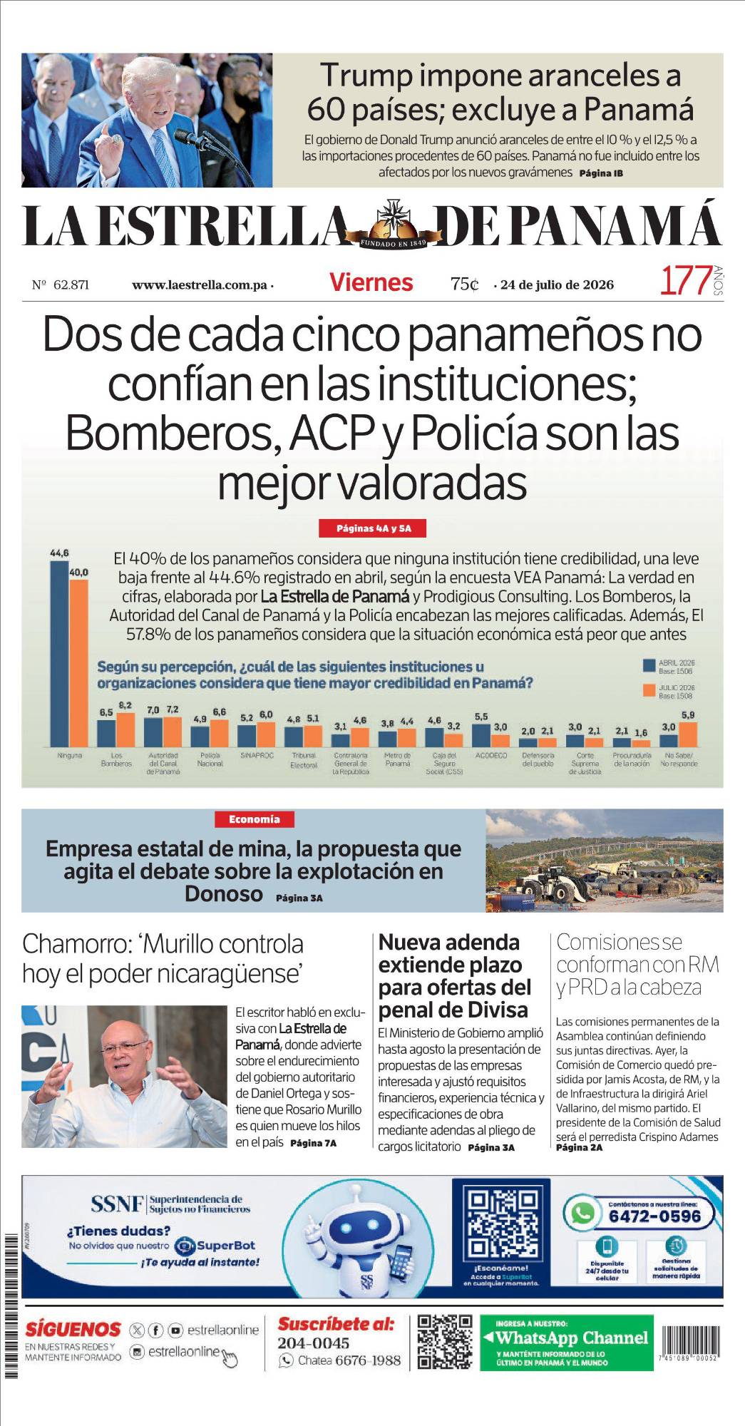 Portada del impreso del 24 de julio de 2026